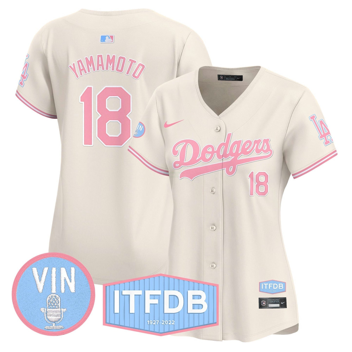 Camisa MLB Women’s Vin ITFDB Patch Bubblegum Pink Vapor Premier Limited Jersey