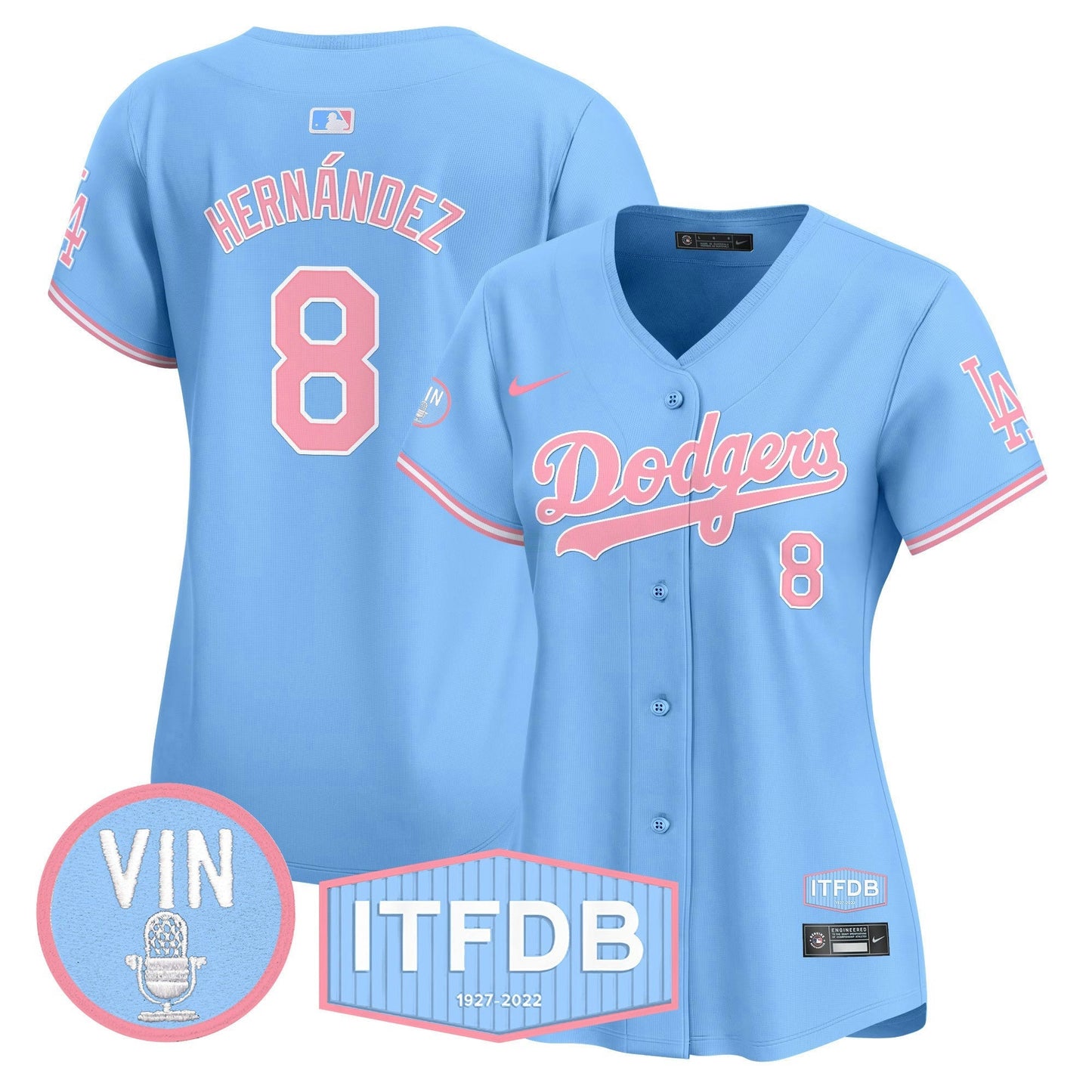 Camisa MLB Women’s Vin ITFDB Patch Bubblegum Pink Vapor Premier Limited Jersey