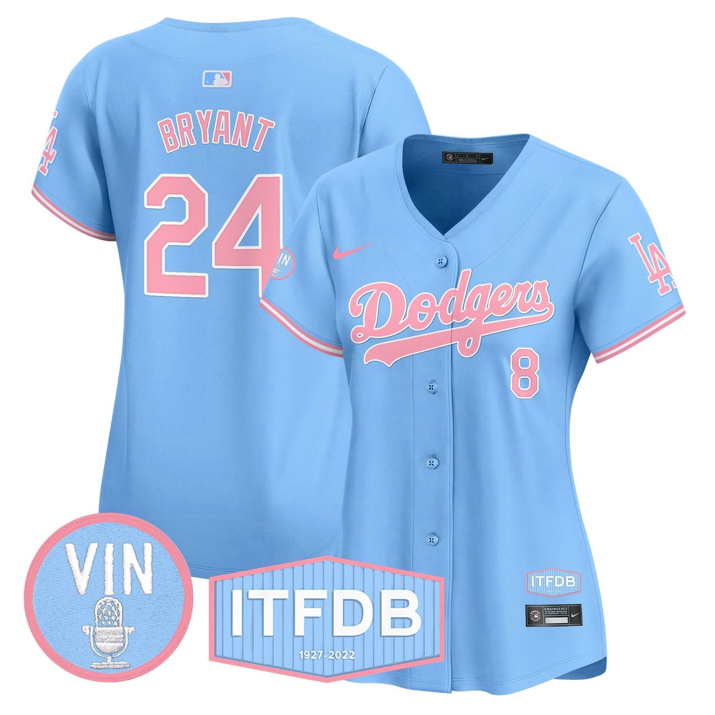 Camisa MLB Women’s Vin ITFDB Patch Bubblegum Pink Vapor Premier Limited Jersey