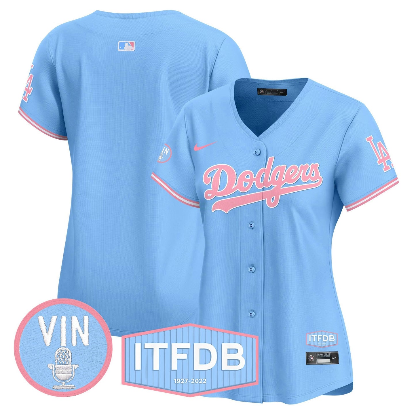 Camisa MLB Women’s Vin ITFDB Patch Bubblegum Pink Vapor Premier Limited Jersey