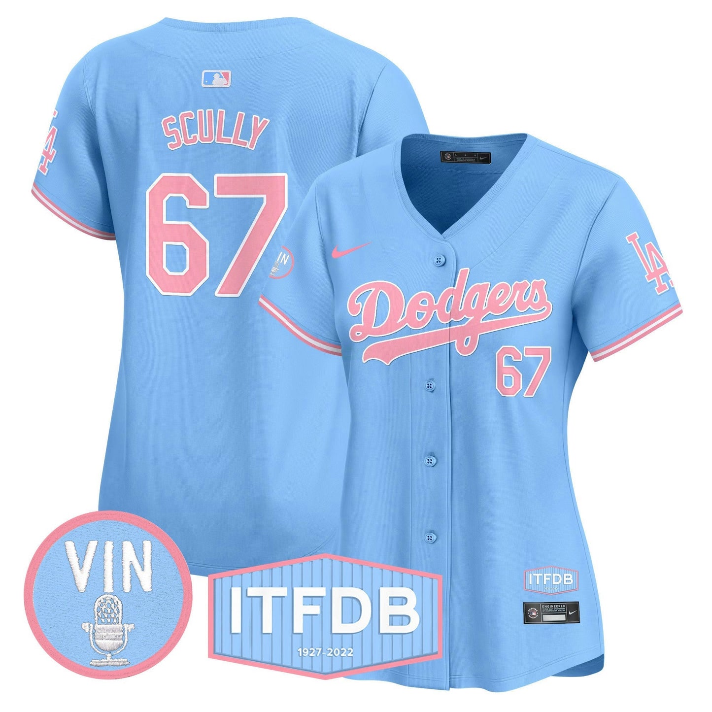 Camisa MLB Women’s Vin ITFDB Patch Bubblegum Pink Vapor Premier Limited Jersey