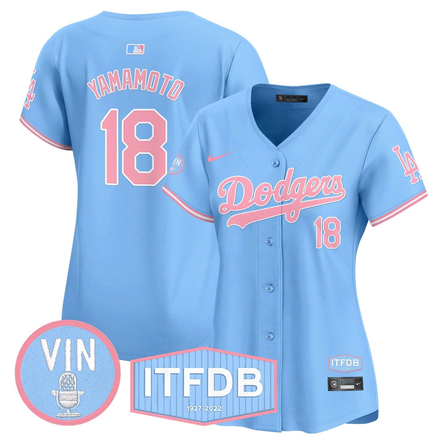 Camisa MLB Women’s Vin ITFDB Patch Bubblegum Pink Vapor Premier Limited Jersey