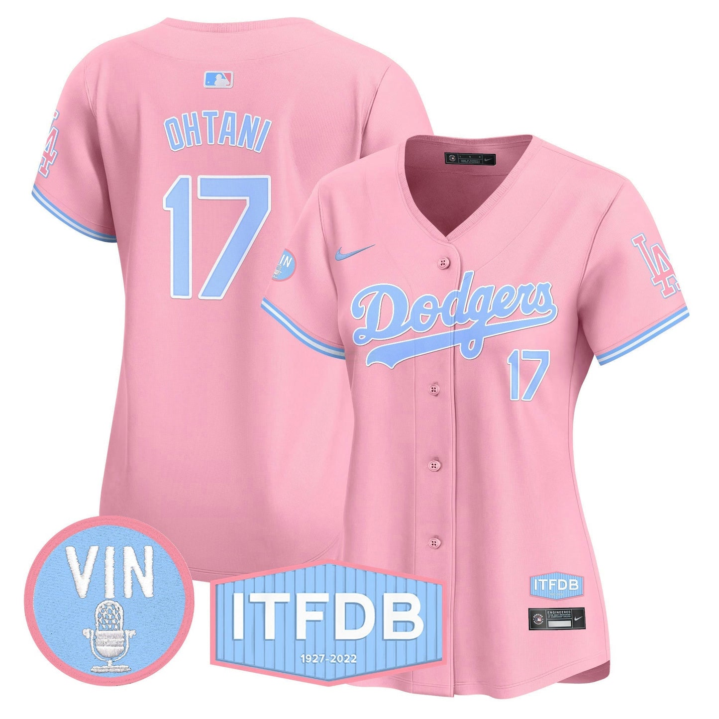 Camisa MLB Women’s Vin ITFDB Patch Bubblegum Pink Vapor Premier Limited Jersey