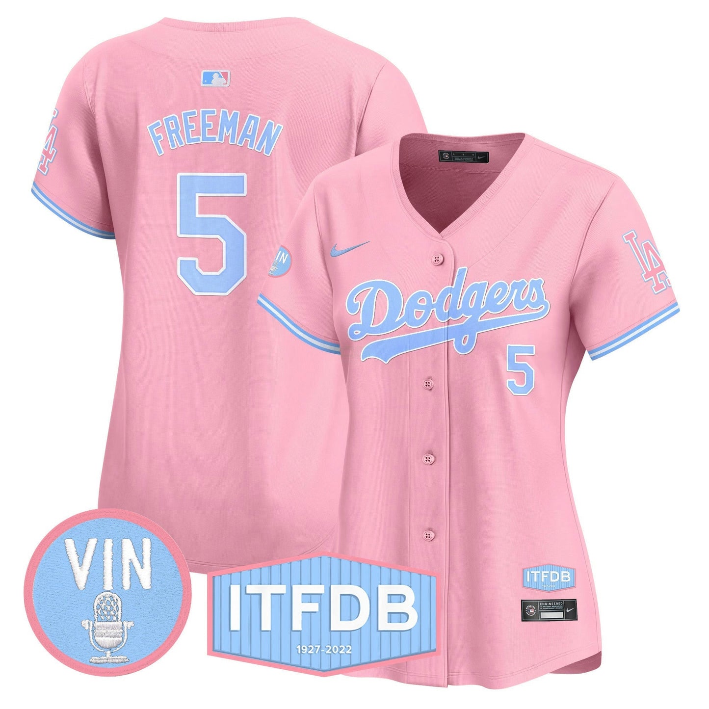 Camisa MLB Women’s Vin ITFDB Patch Bubblegum Pink Vapor Premier Limited Jersey