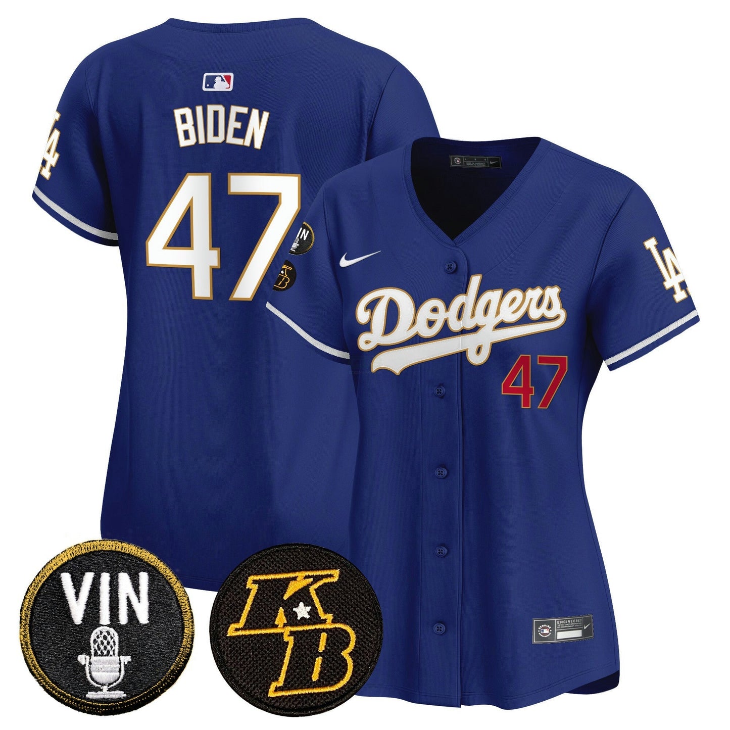 Camisa MLB Women’s Vin & Kobe Patch Dourada Trim Vapor Premier Limited Jersey