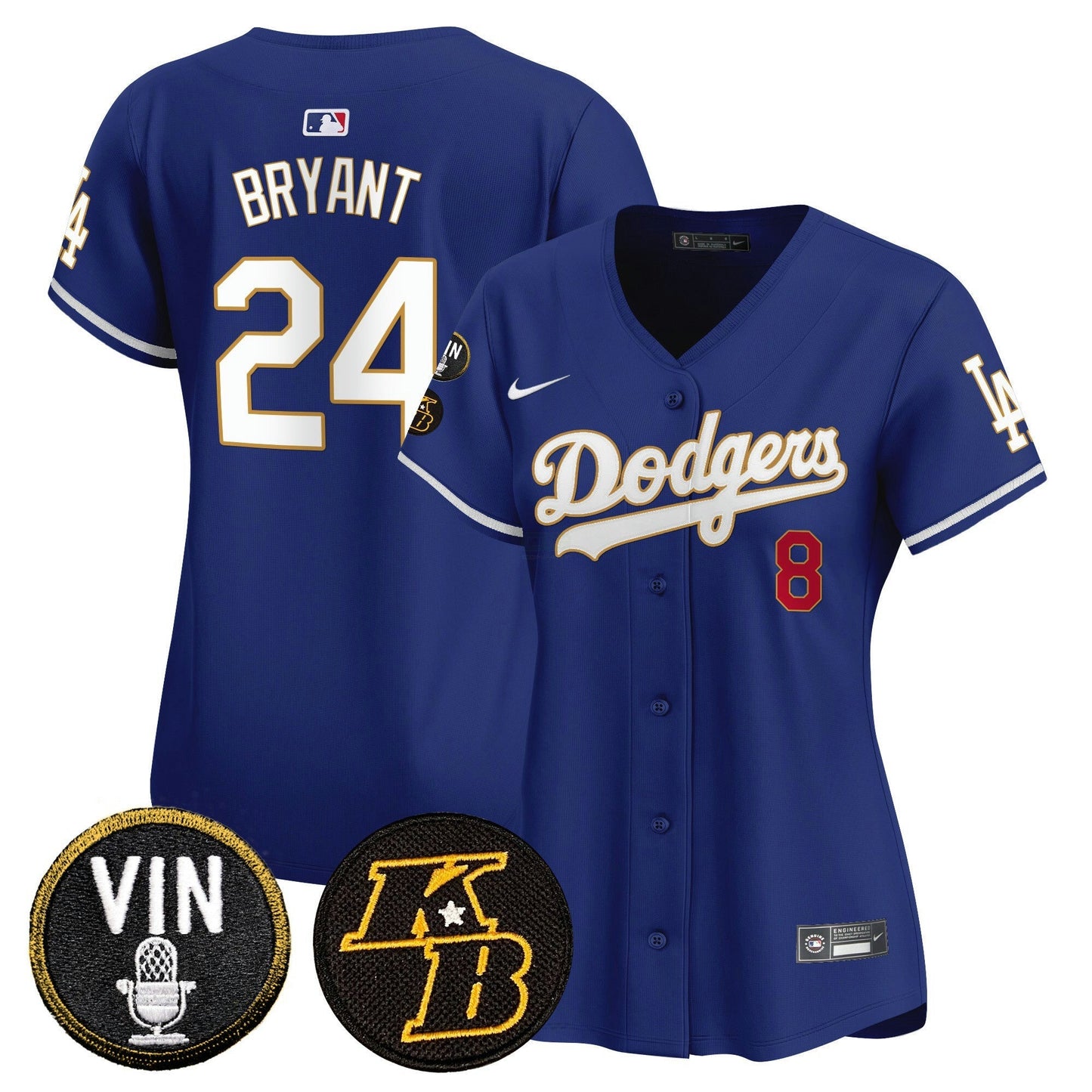 Camisa MLB Women’s Vin & Kobe Patch Dourada Trim Vapor Premier Limited Jersey