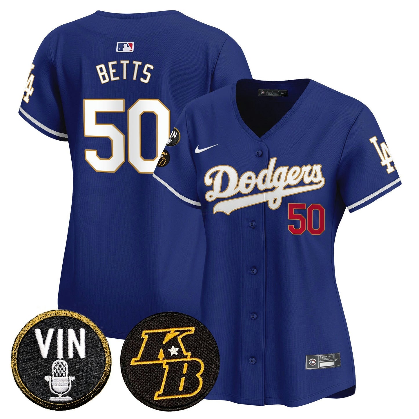 Camisa MLB Women’s Vin & Kobe Patch Dourada Trim Vapor Premier Limited Jersey