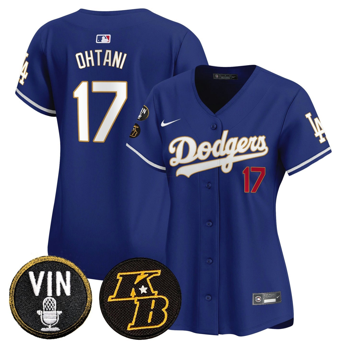 Camisa MLB Women’s Vin & Kobe Patch Dourada Trim Vapor Premier Limited Jersey