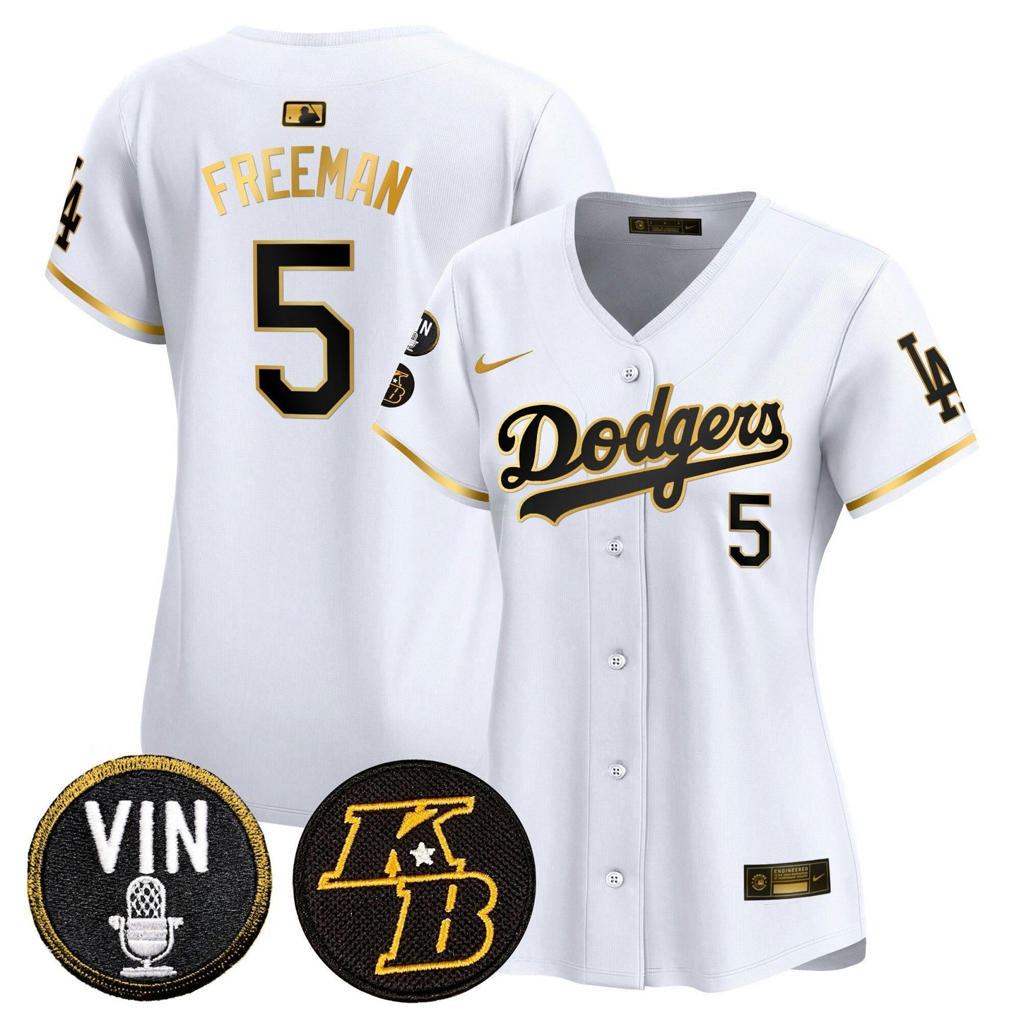 Camisa MLB Women’s Vin & Kobe Patch Dourada Trim Vapor Premier Limited Jersey