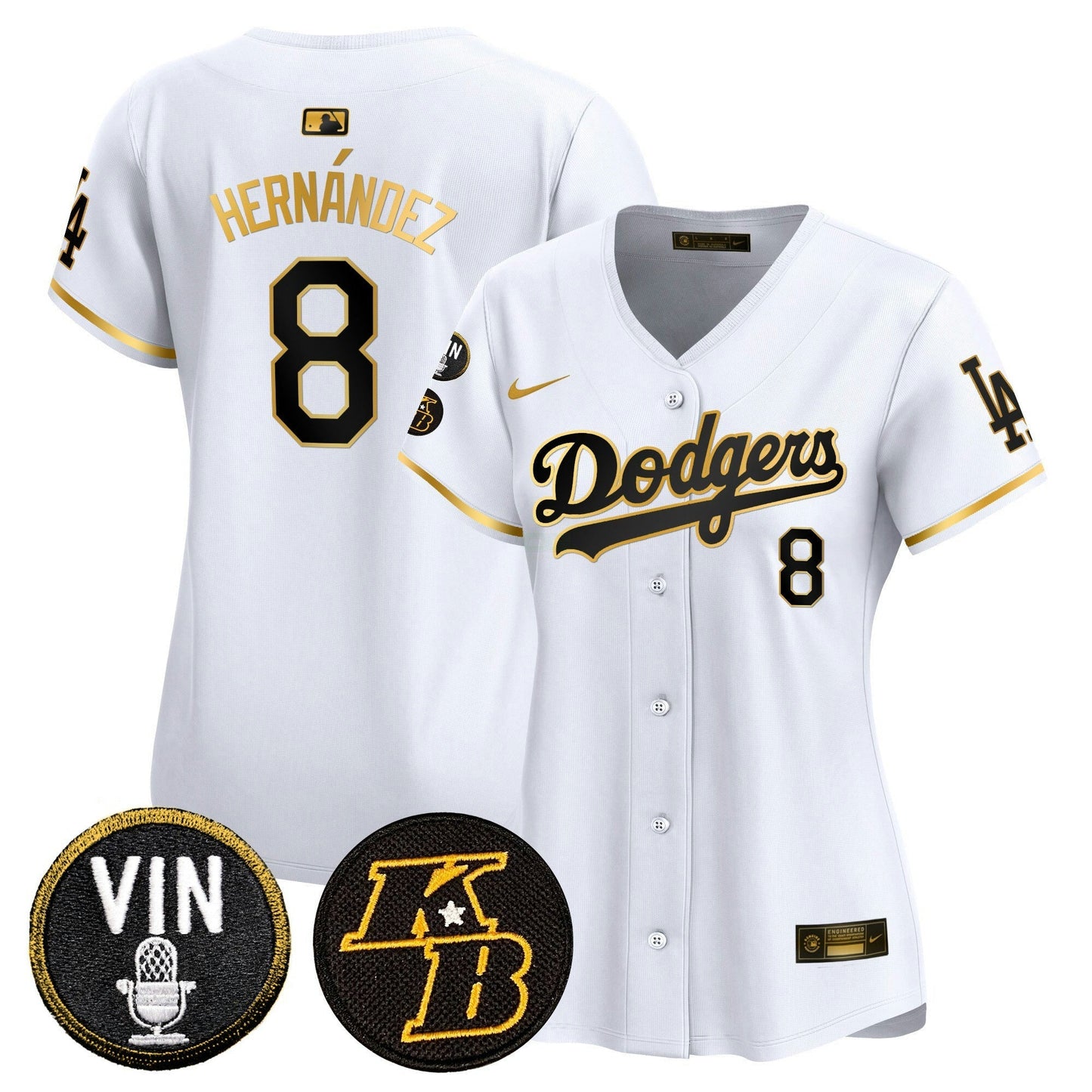 Camisa MLB Women’s Vin & Kobe Patch Dourada Trim Vapor Premier Limited Jersey