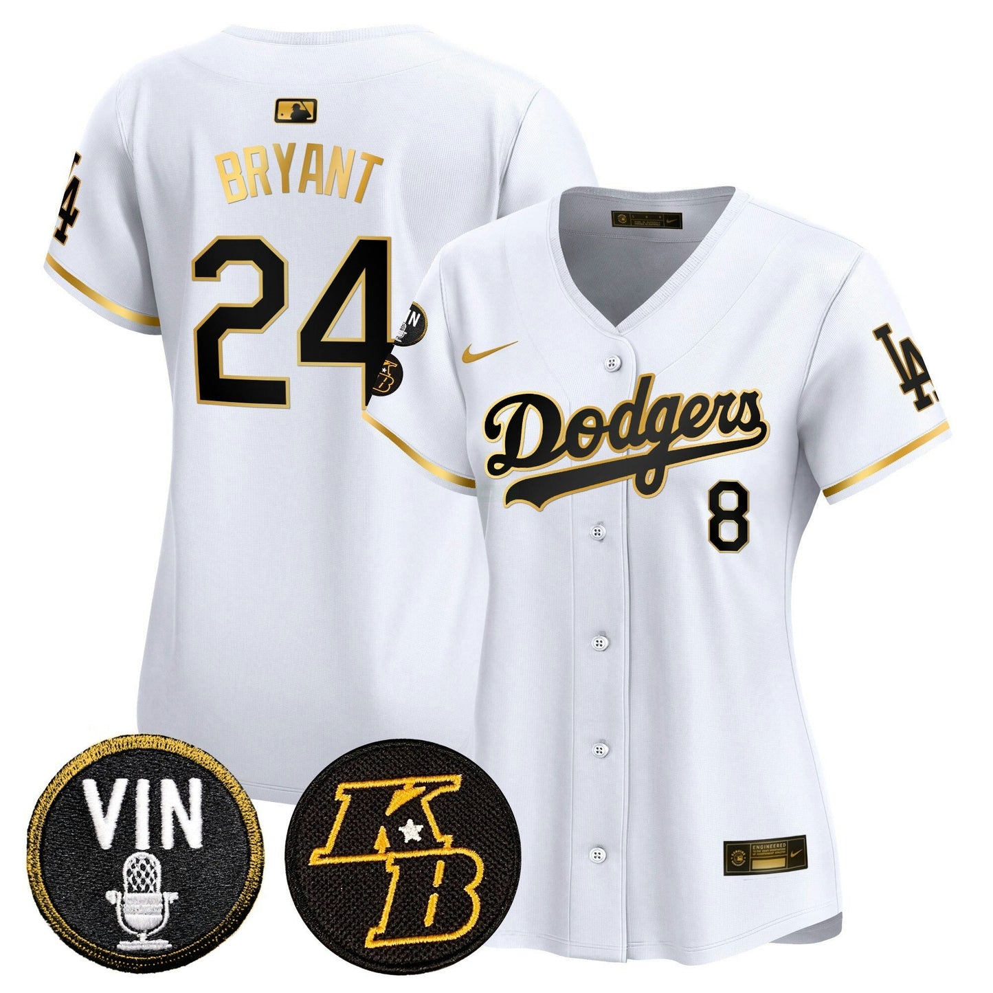 Camisa MLB Women’s Vin & Kobe Patch Dourada Trim Vapor Premier Limited Jersey