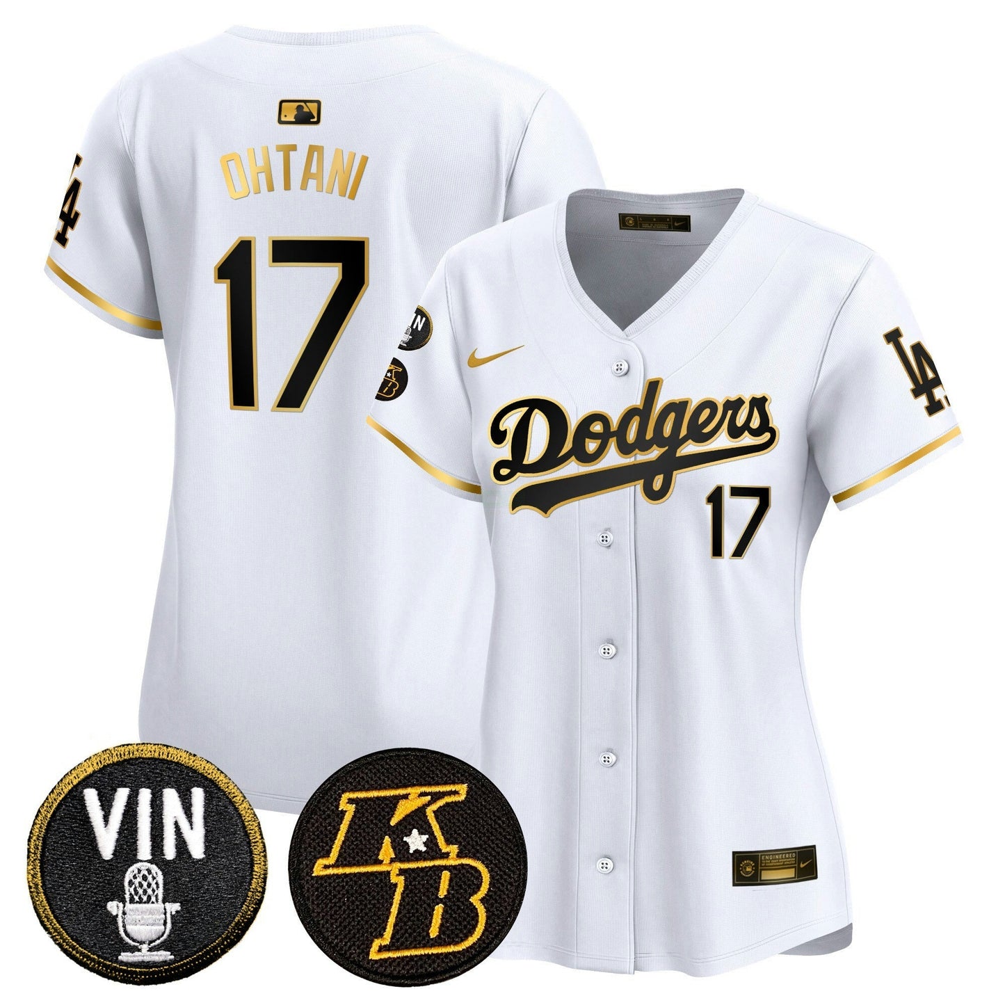 Camisa MLB Women’s Vin & Kobe Patch Dourada Trim Vapor Premier Limited Jersey