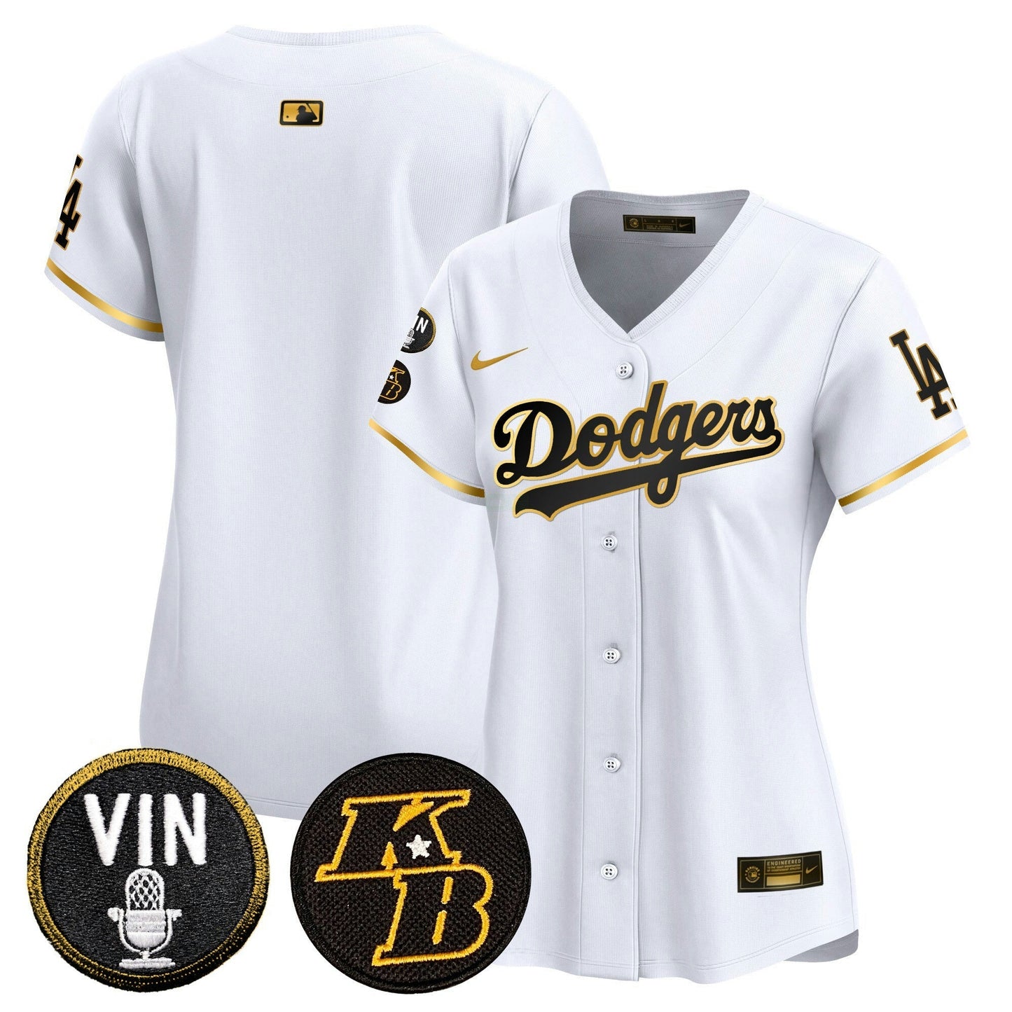 Camisa MLB Women’s Vin & Kobe Patch Dourada Trim Vapor Premier Limited Jersey