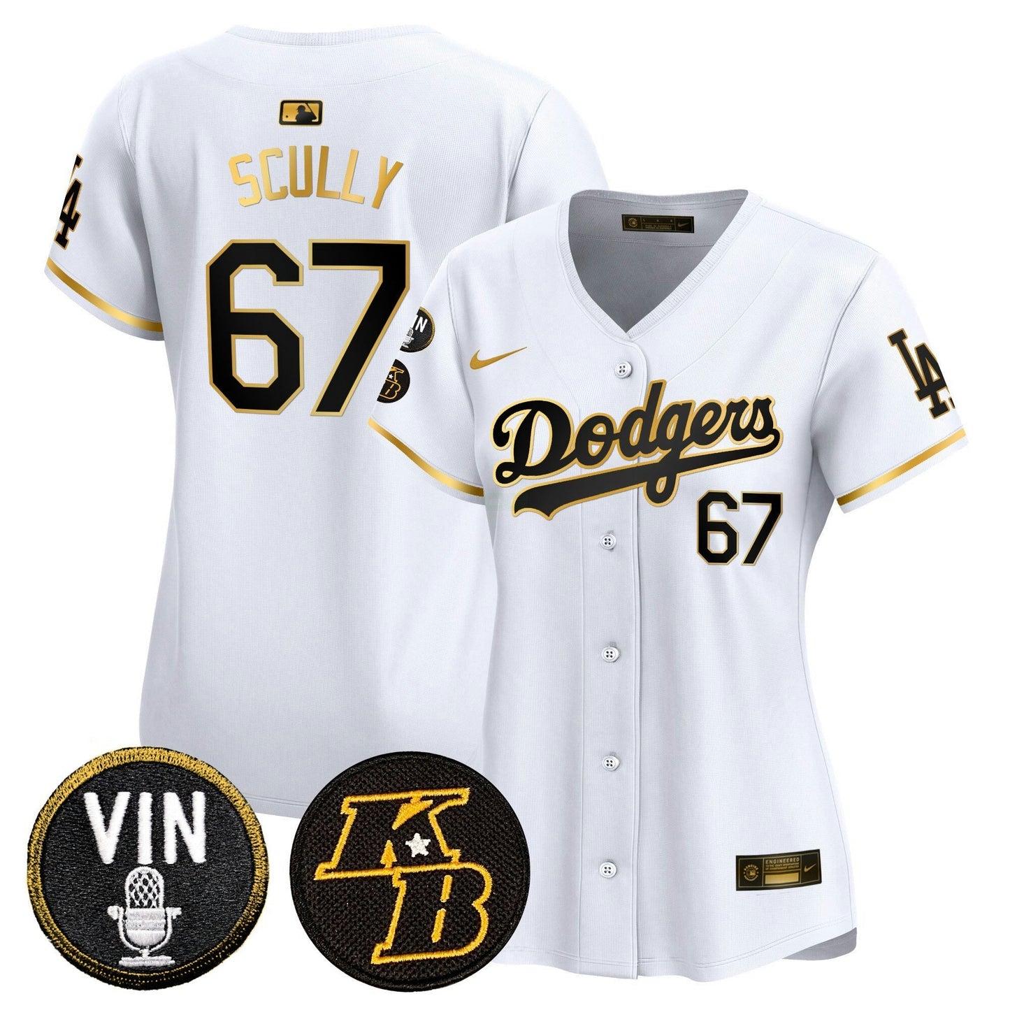Camisa MLB Women’s Vin & Kobe Patch Dourada Trim Vapor Premier Limited Jersey