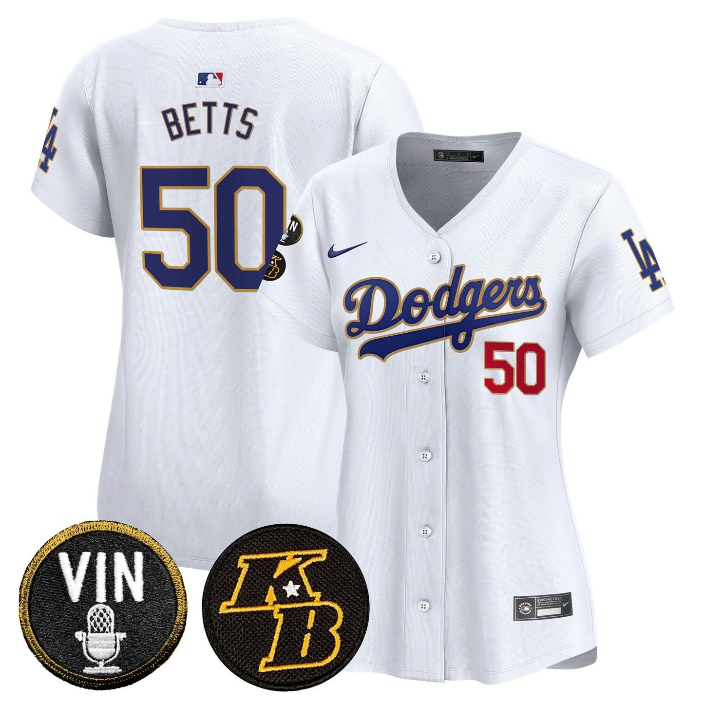 Camisa MLB Women’s Vin & Kobe Patch Dourada Trim Vapor Premier Limited Jersey