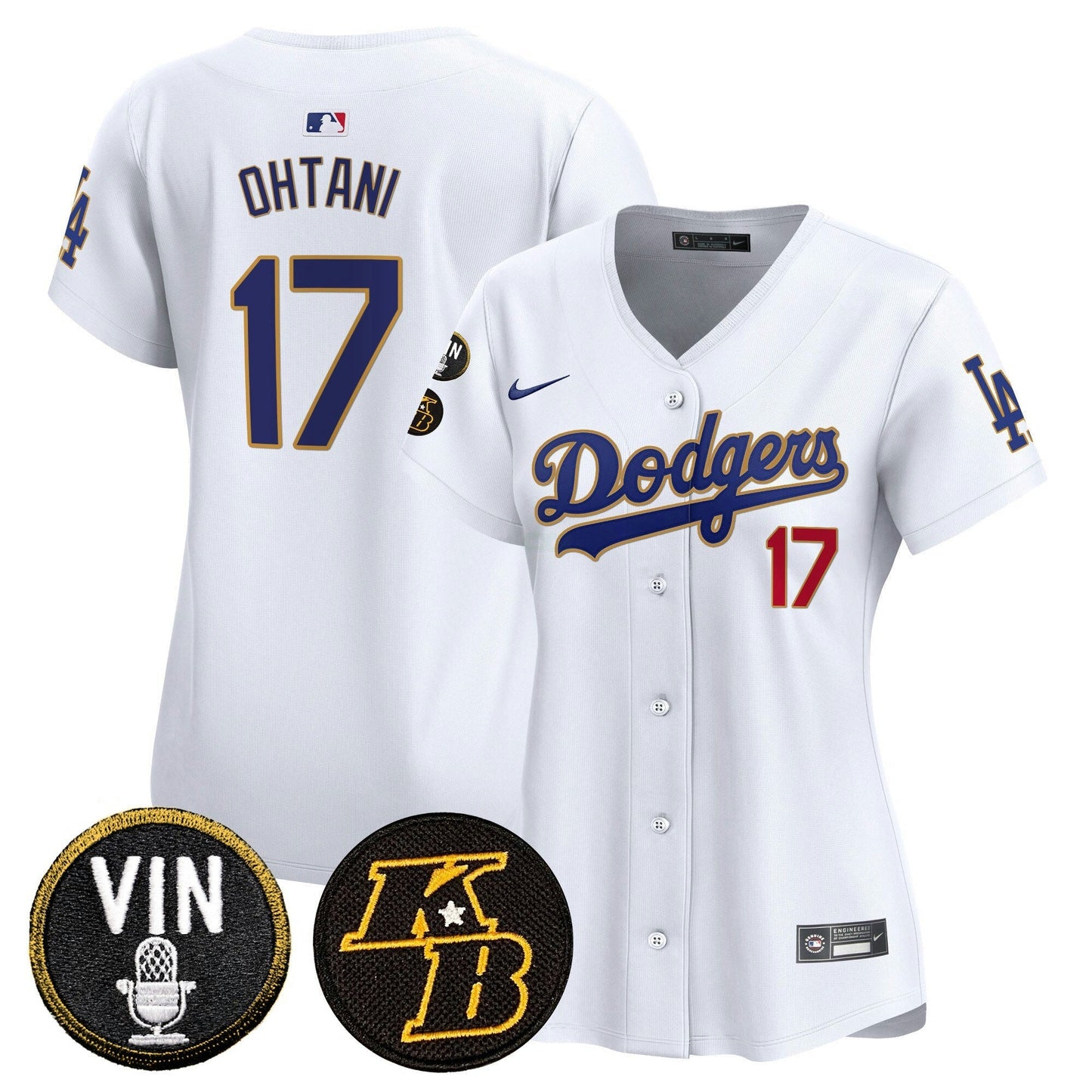 Camisa MLB Women’s Vin & Kobe Patch Dourada Trim Vapor Premier Limited Jersey