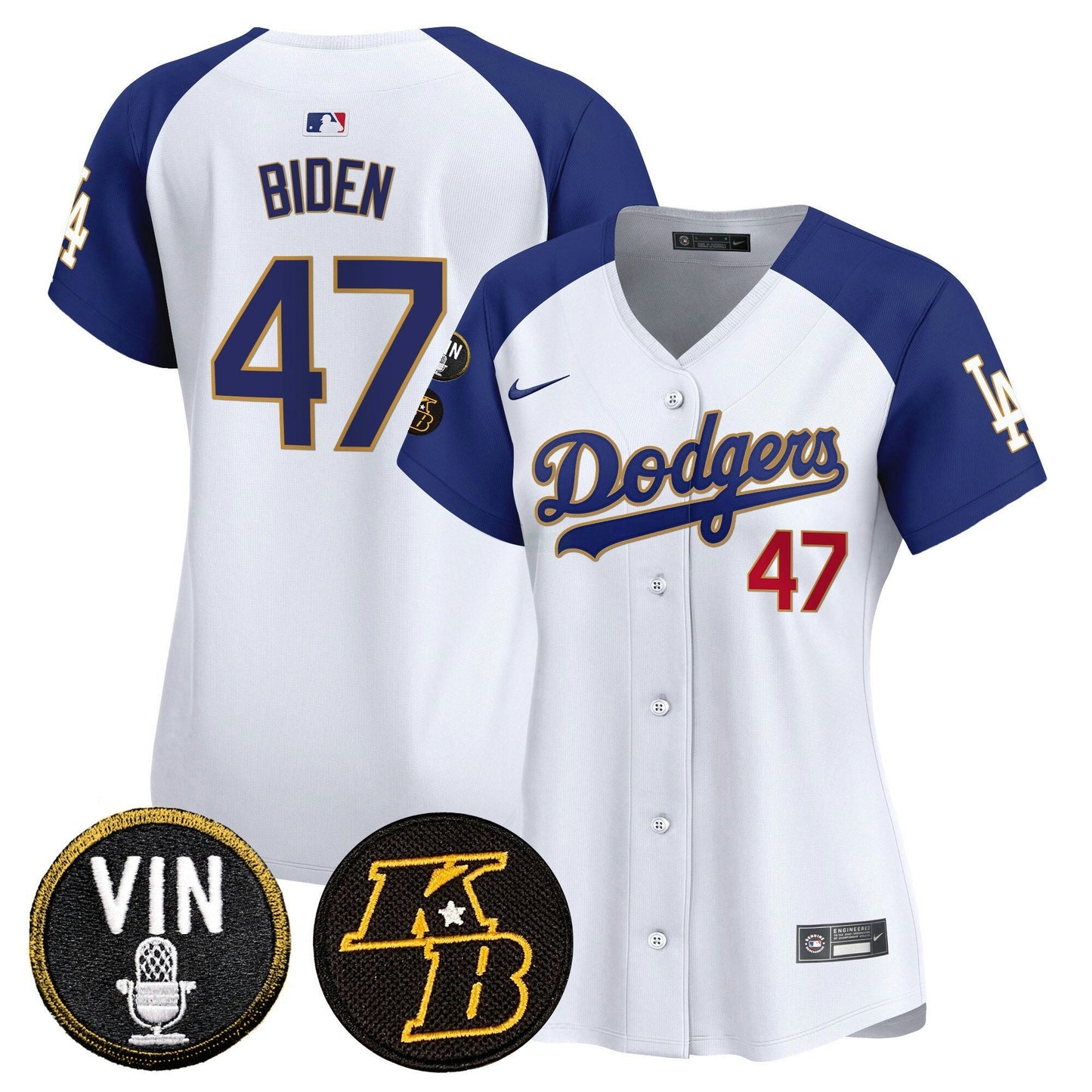 Camisa MLB Women’s Vin & Kobe Patch Dourada Trim Vapor Premier Limited Jersey