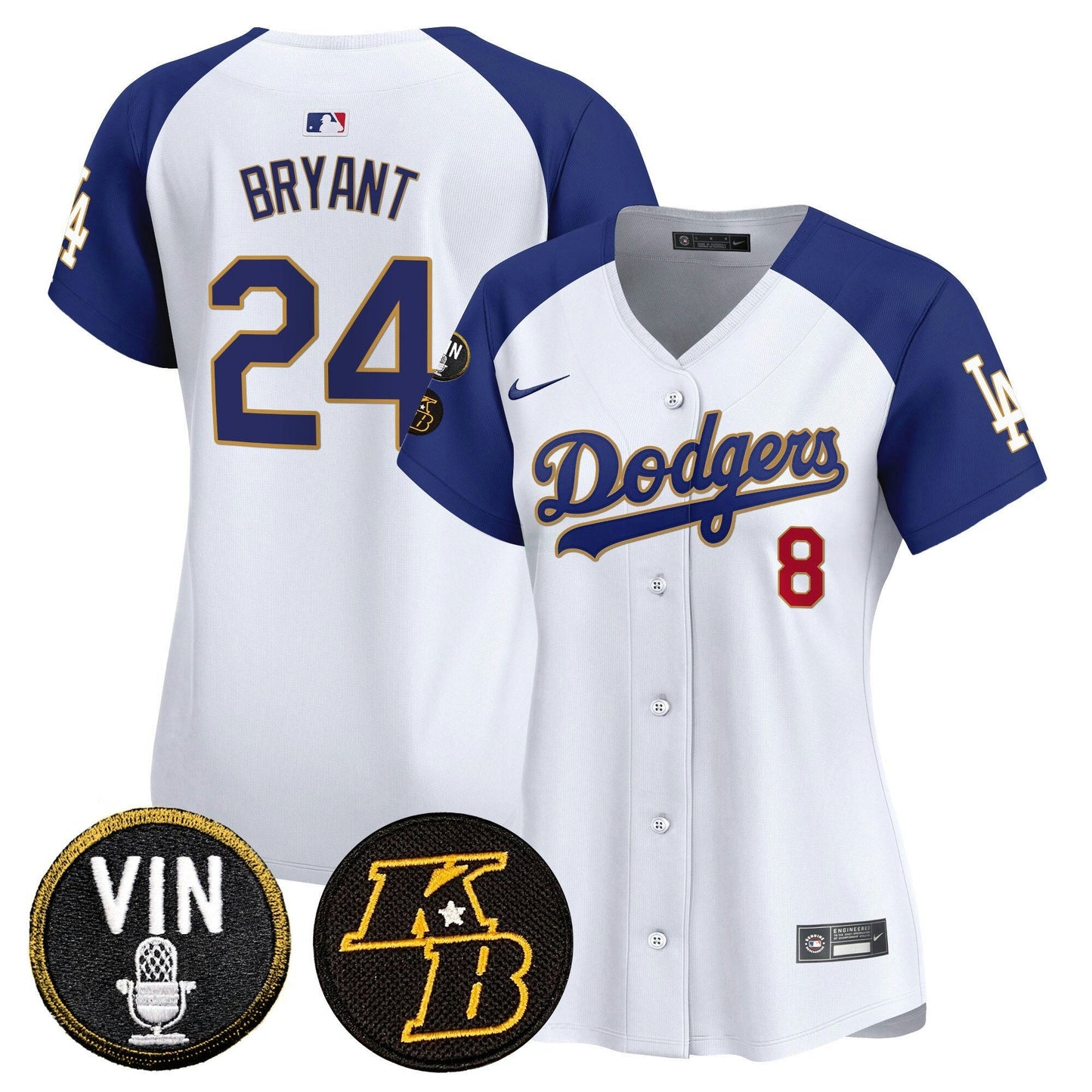 Camisa MLB Women’s Vin & Kobe Patch Dourada Trim Vapor Premier Limited Jersey