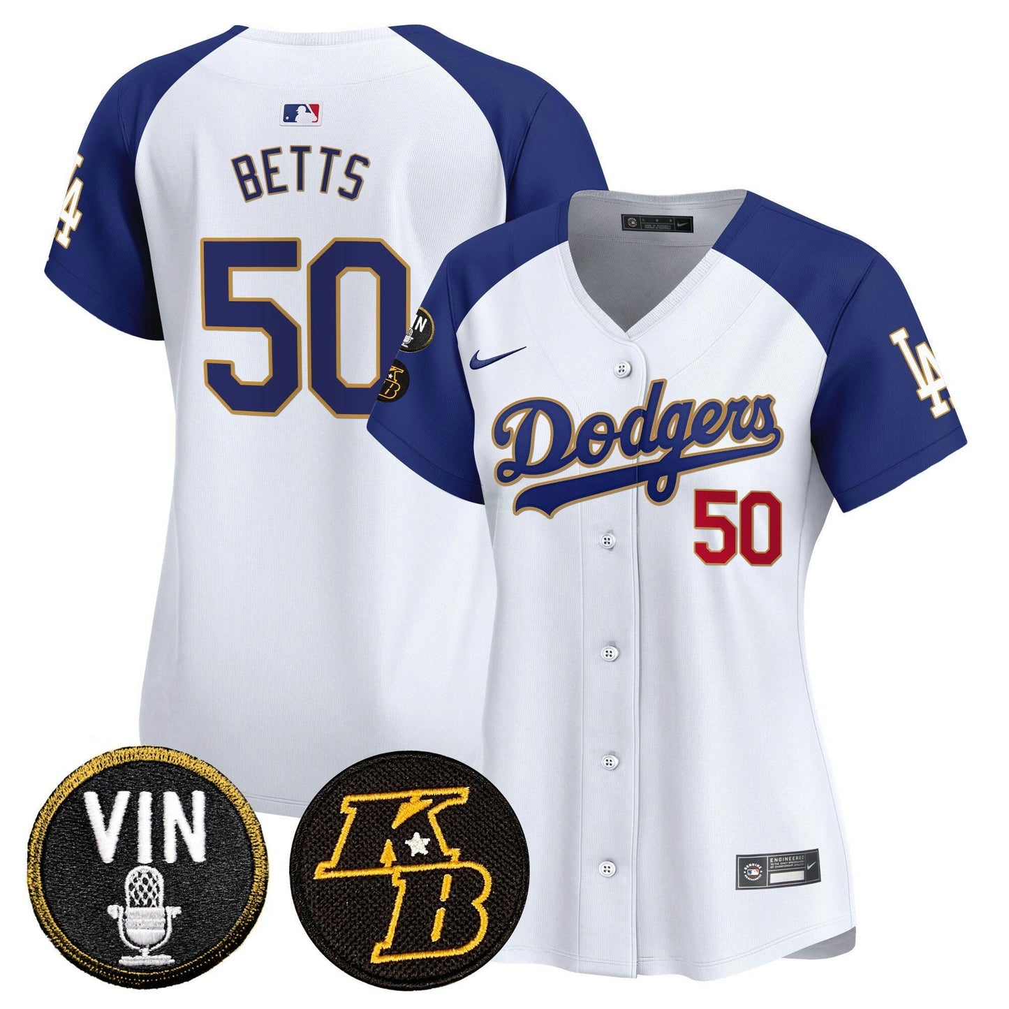Camisa MLB Women’s Vin & Kobe Patch Dourada Trim Vapor Premier Limited Jersey