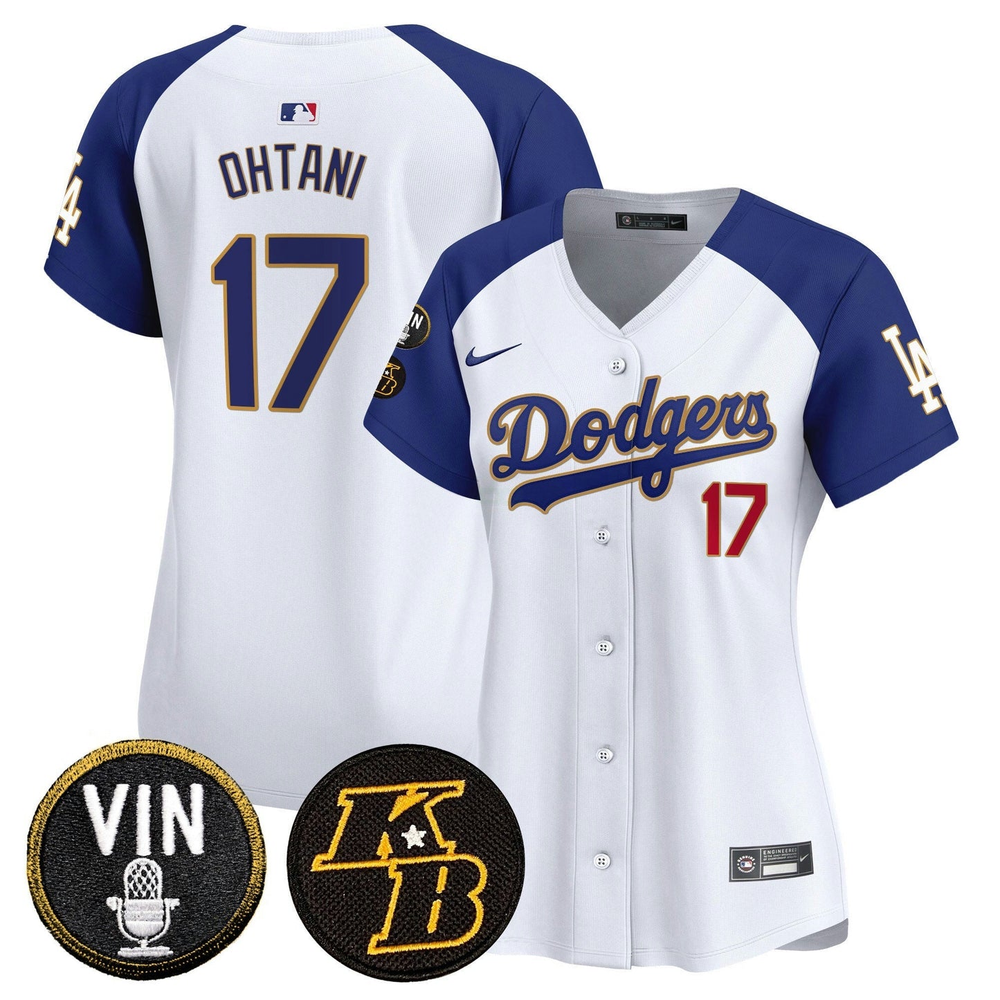 Camisa MLB Women’s Vin & Kobe Patch Dourada Trim Vapor Premier Limited Jersey
