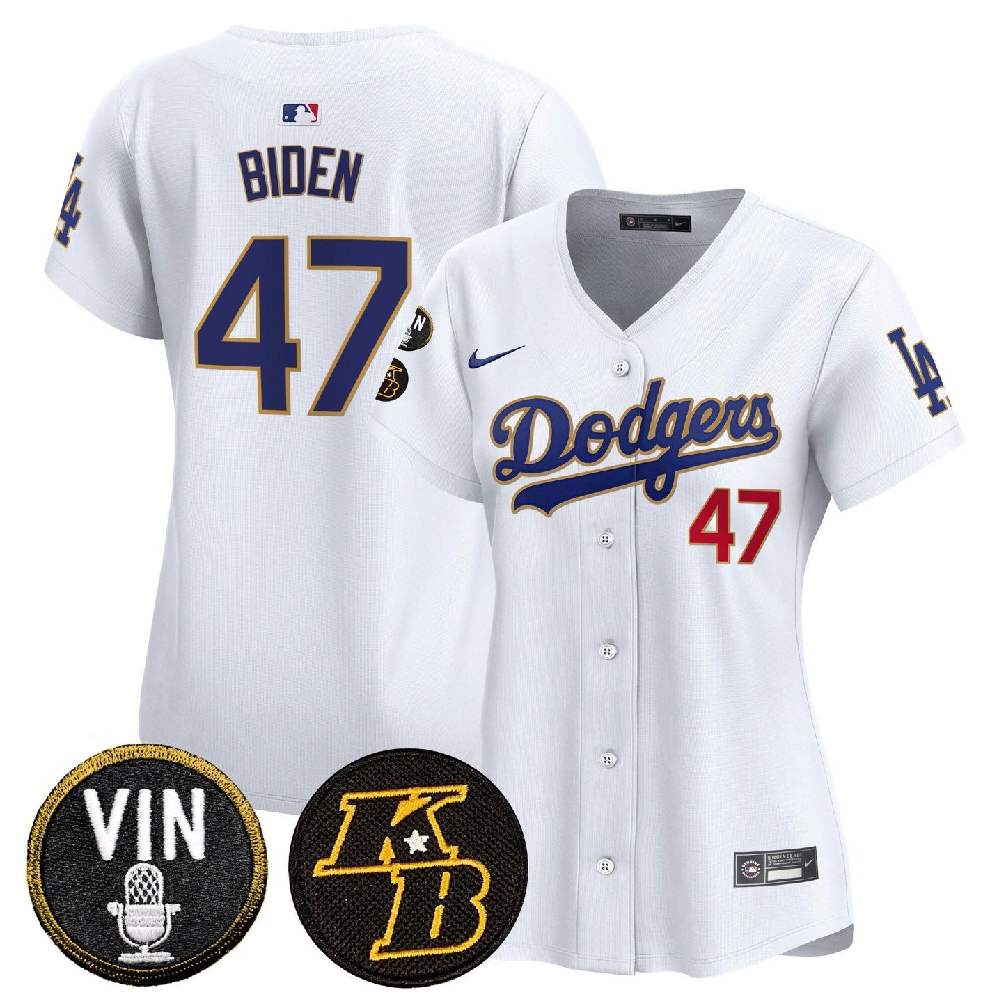 Camisa MLB Women’s Vin & Kobe Patch Dourada Trim Vapor Premier Limited Jersey