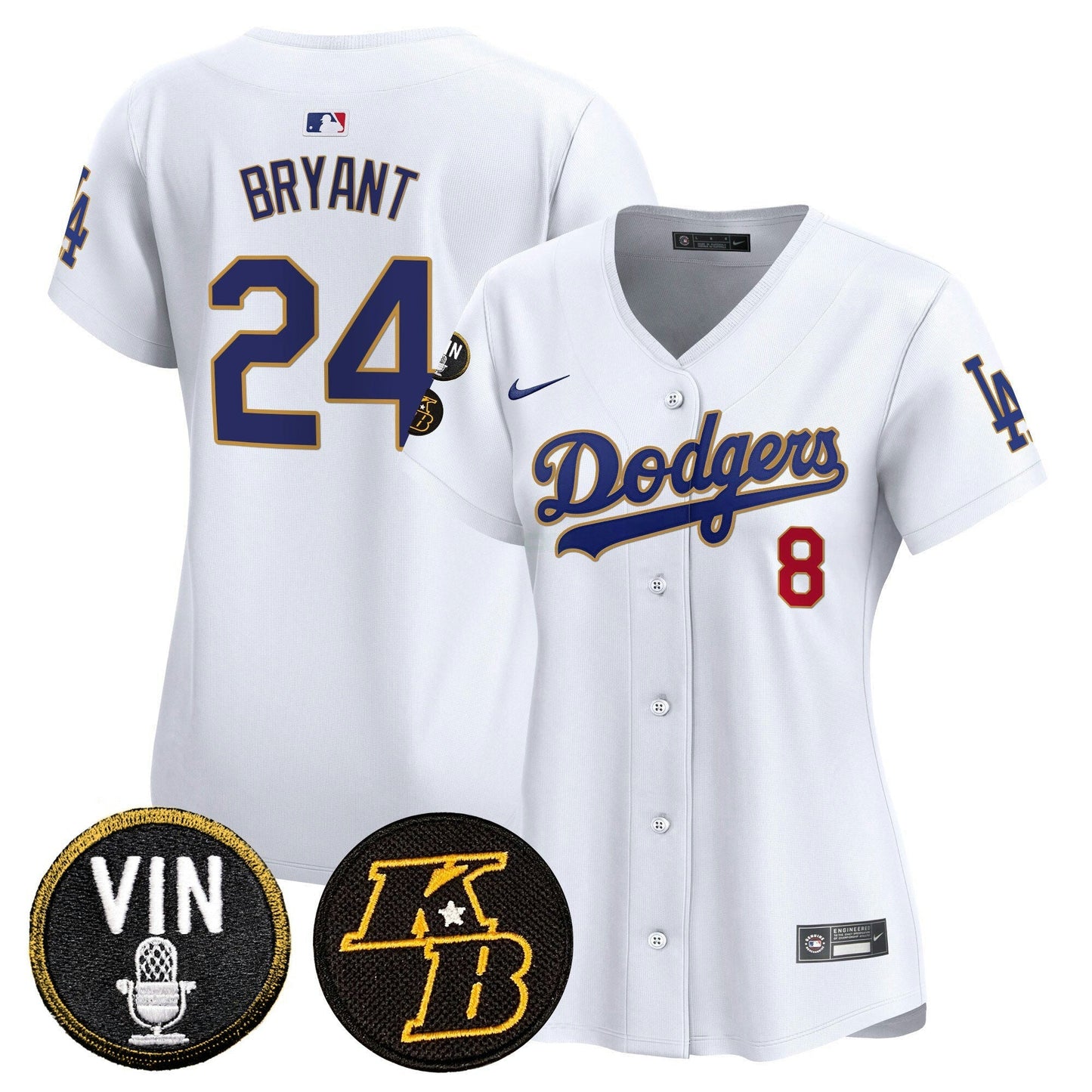 Camisa MLB Women’s Vin & Kobe Patch Dourada Trim Vapor Premier Limited Jersey