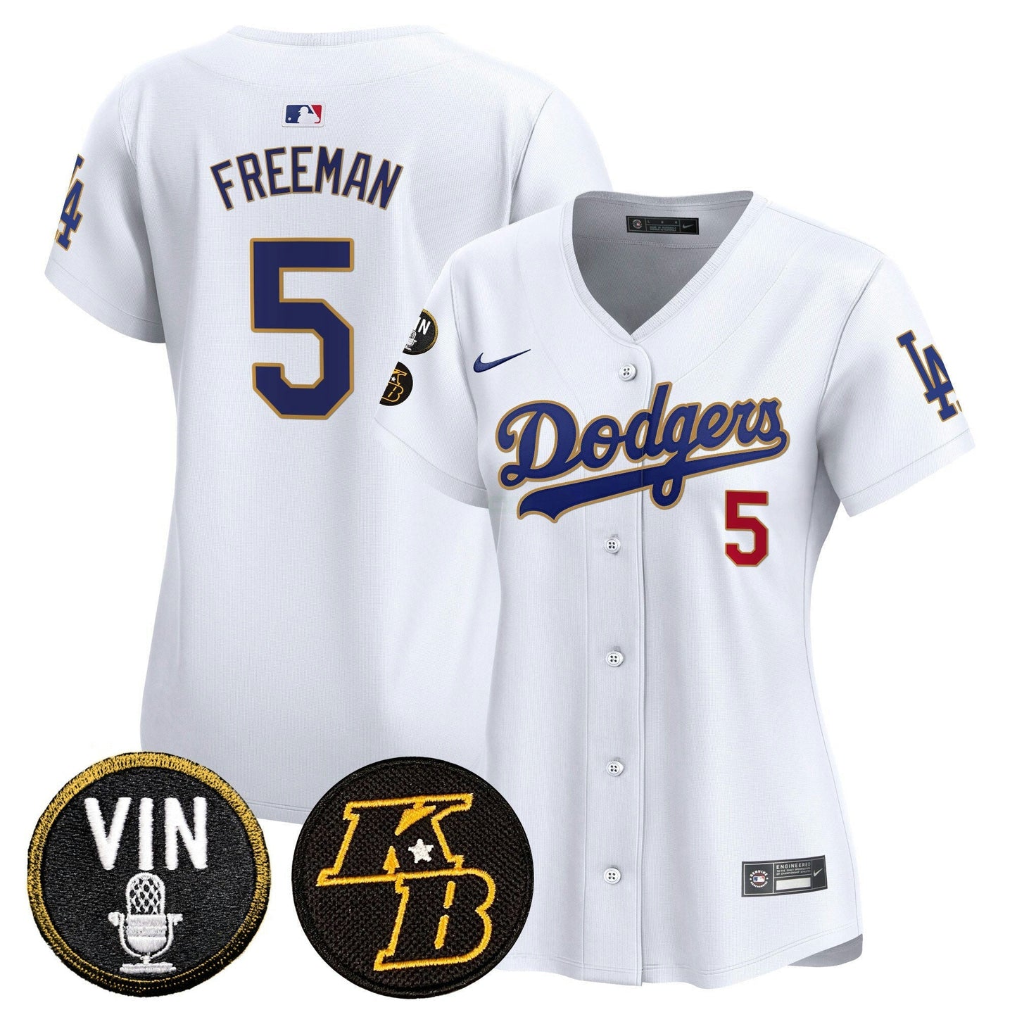 Camisa MLB Women’s Vin & Kobe Patch Dourada Trim Vapor Premier Limited Jersey