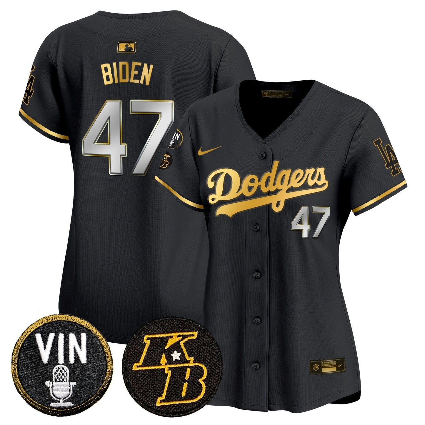 Camisa MLB Women’s Vin & Kobe Patch Dourada Trim Vapor Premier Limited Jersey