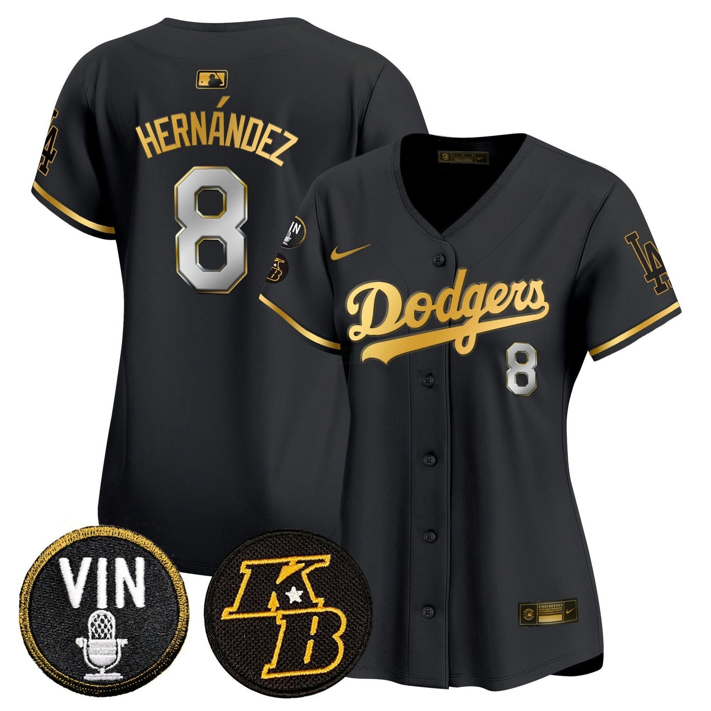 Camisa MLB Women’s Vin & Kobe Patch Dourada Trim Vapor Premier Limited Jersey