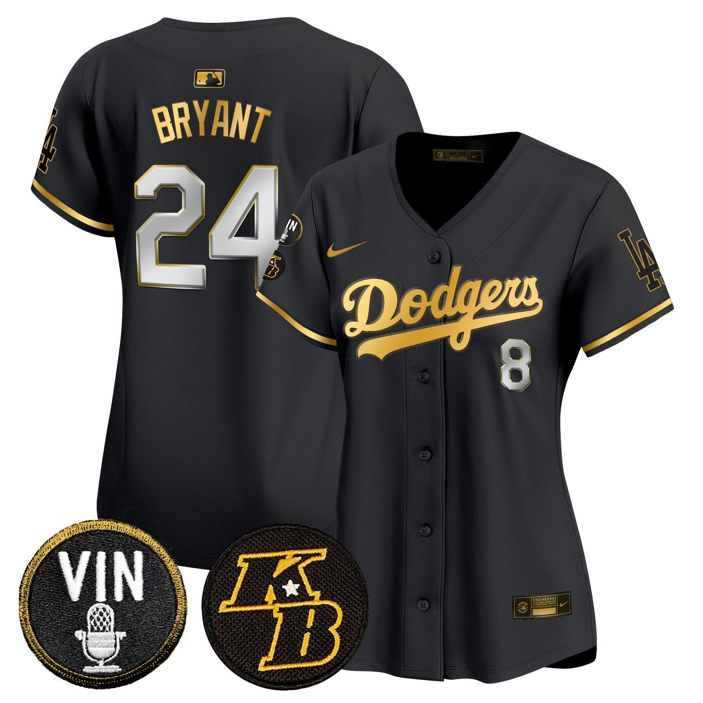 Camisa MLB Women’s Vin & Kobe Patch Dourada Trim Vapor Premier Limited Jersey