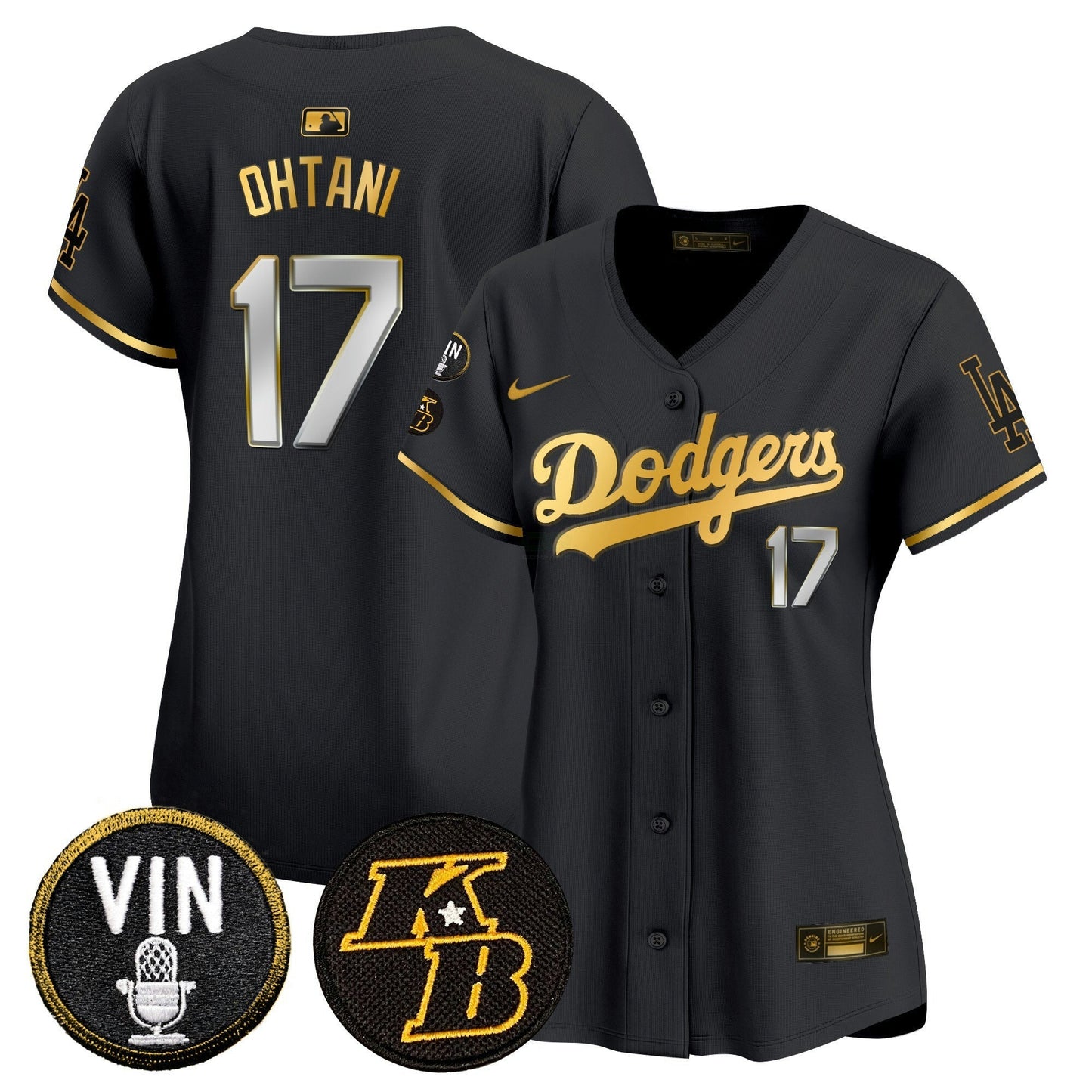 Camisa MLB Women’s Vin & Kobe Patch Dourada Trim Vapor Premier Limited Jersey