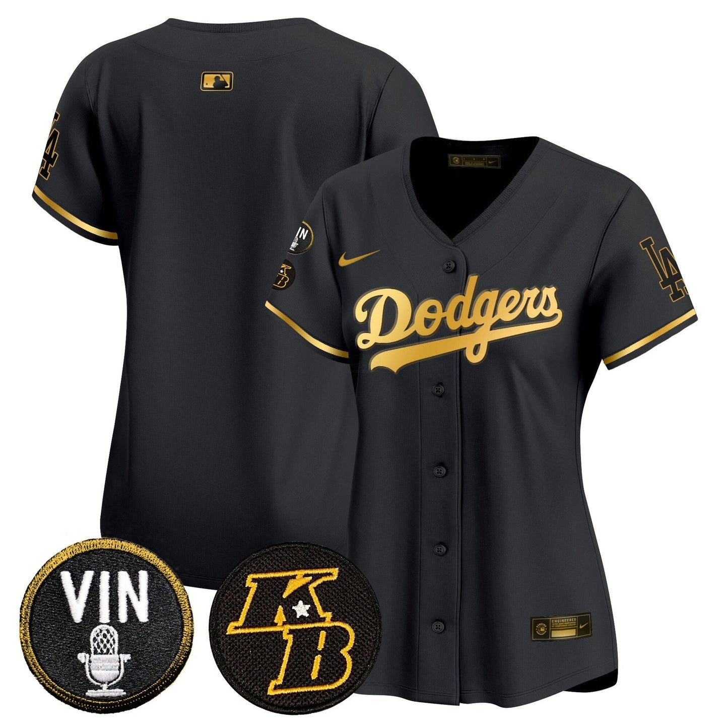 Camisa MLB Women’s Vin & Kobe Patch Dourada Trim Vapor Premier Limited Jersey