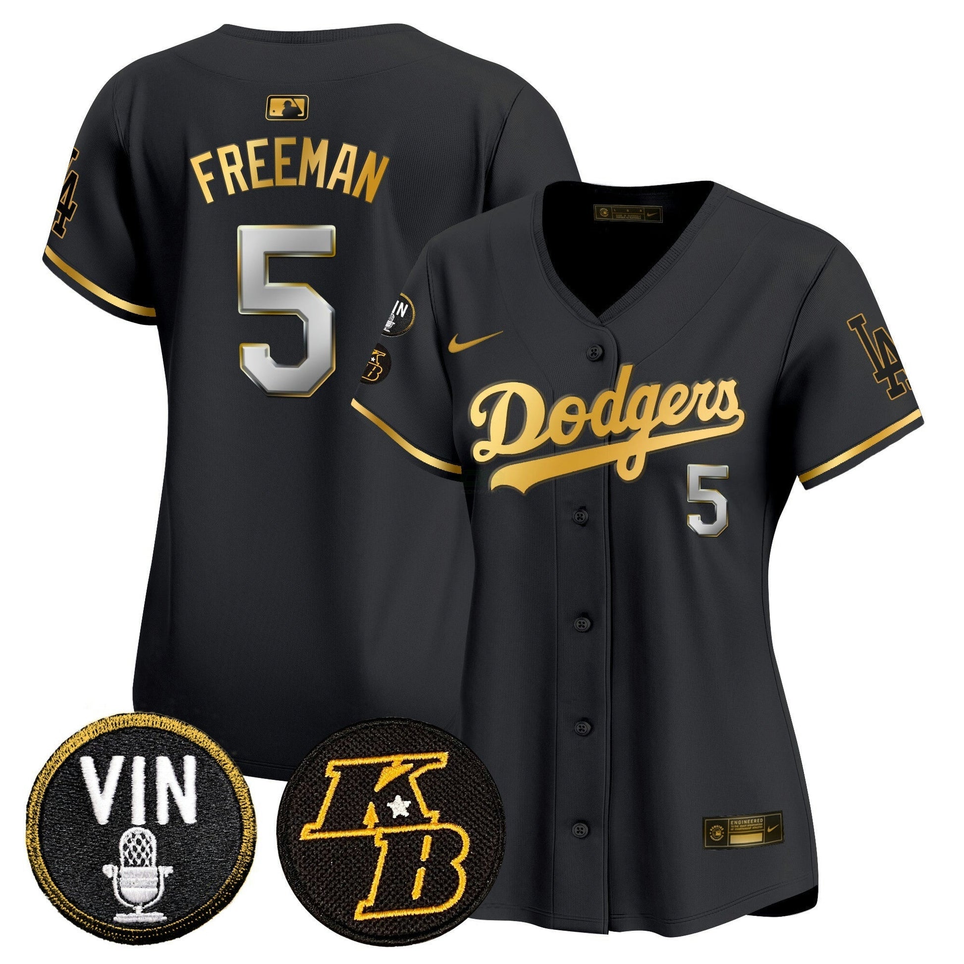 Camisa MLB Women’s Vin & Kobe Patch Dourada Trim Vapor Premier Limited Jersey