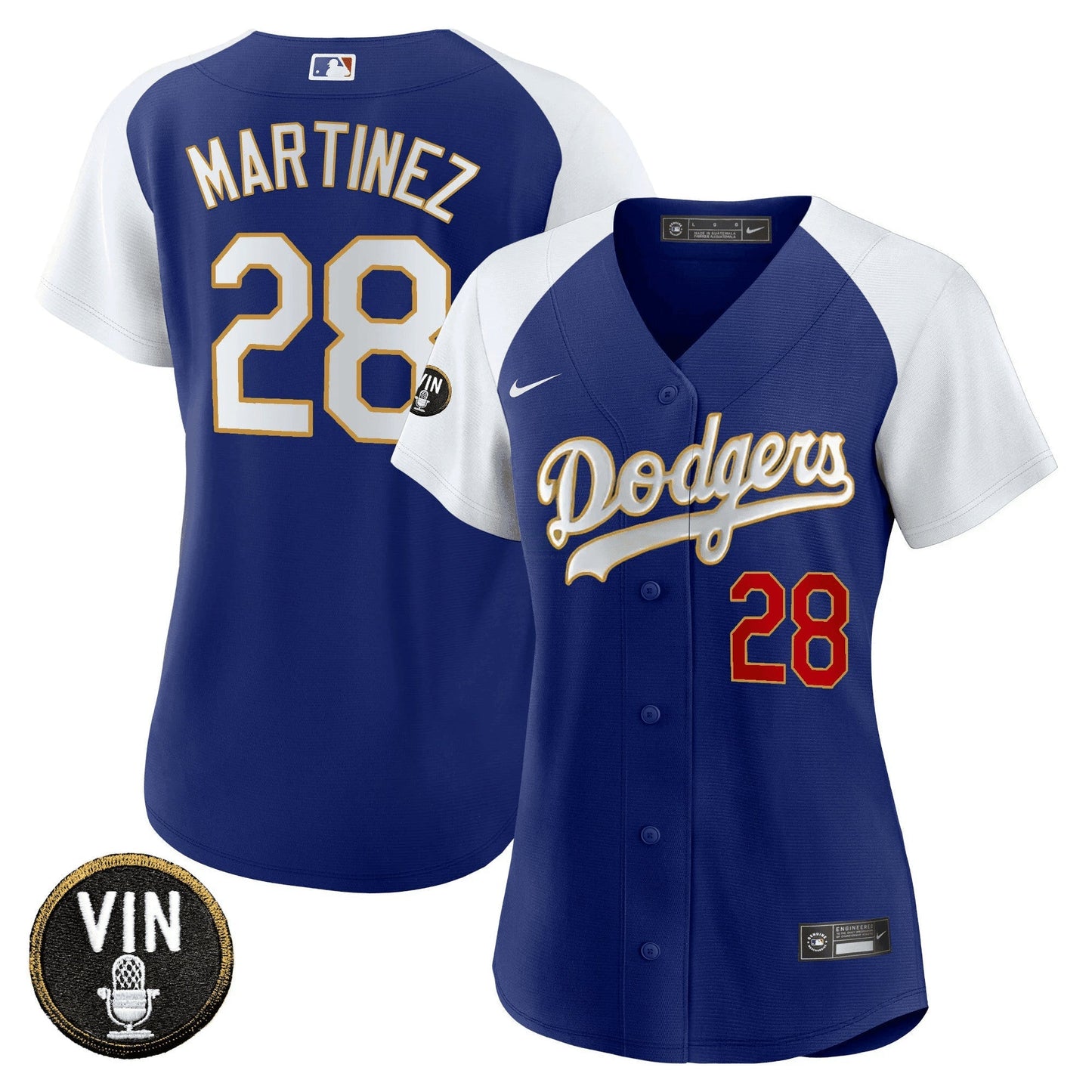 Camisa MLB Women’s Vin Scully Patch Dourada Trim Jersey