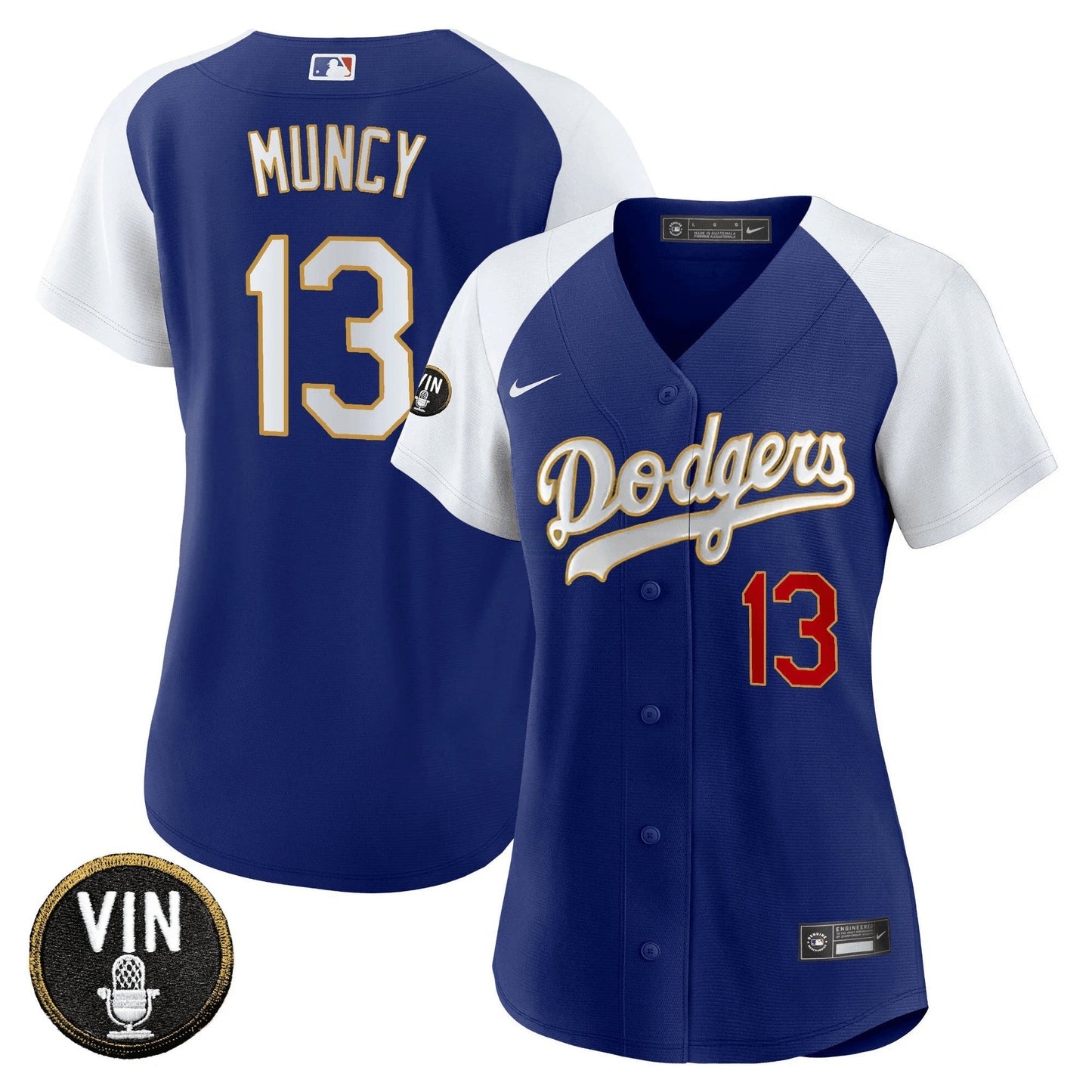 Camisa MLB Women’s Vin Scully Patch Dourada Trim Jersey