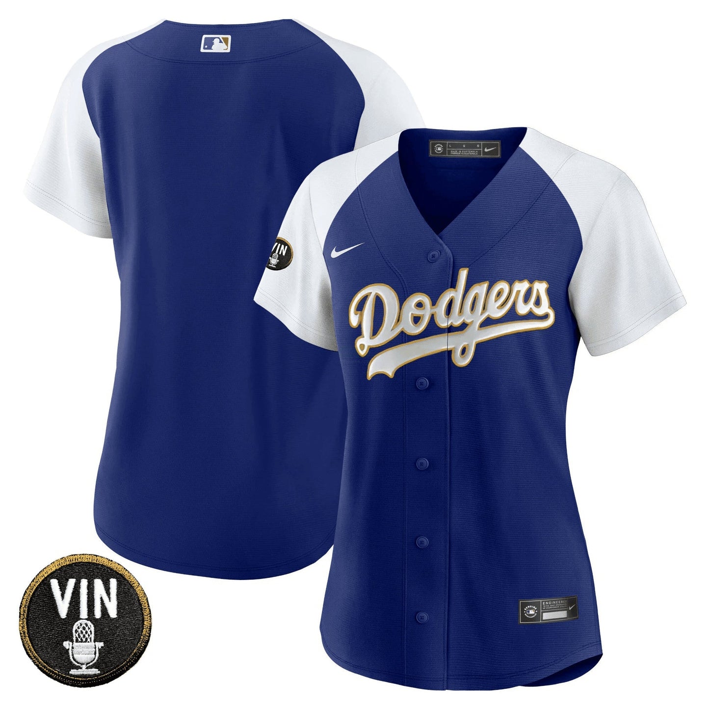 Camisa MLB Women’s Vin Scully Patch Dourada Trim Jersey