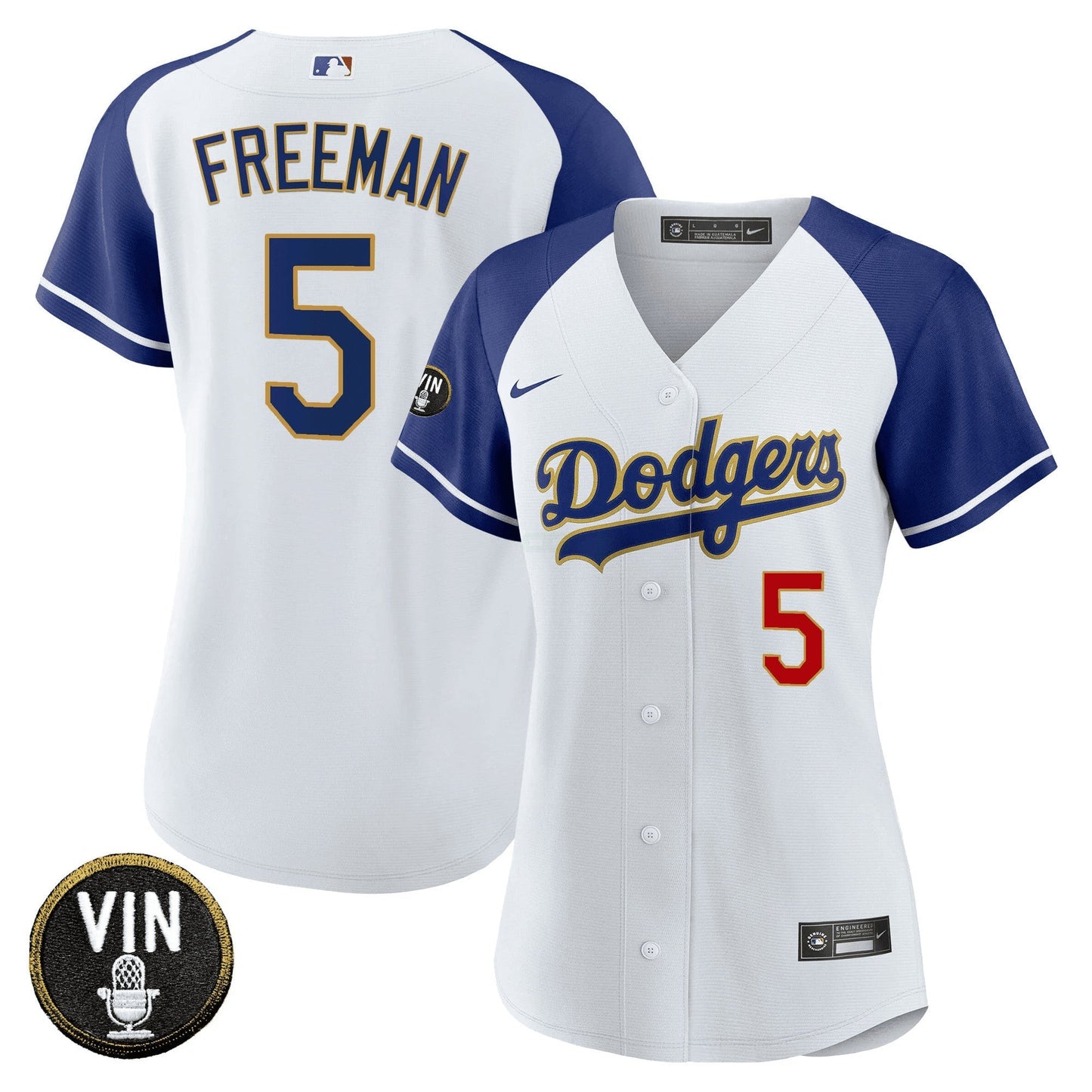 Camisa MLB Women’s Vin Scully Patch Dourada Trim Jersey