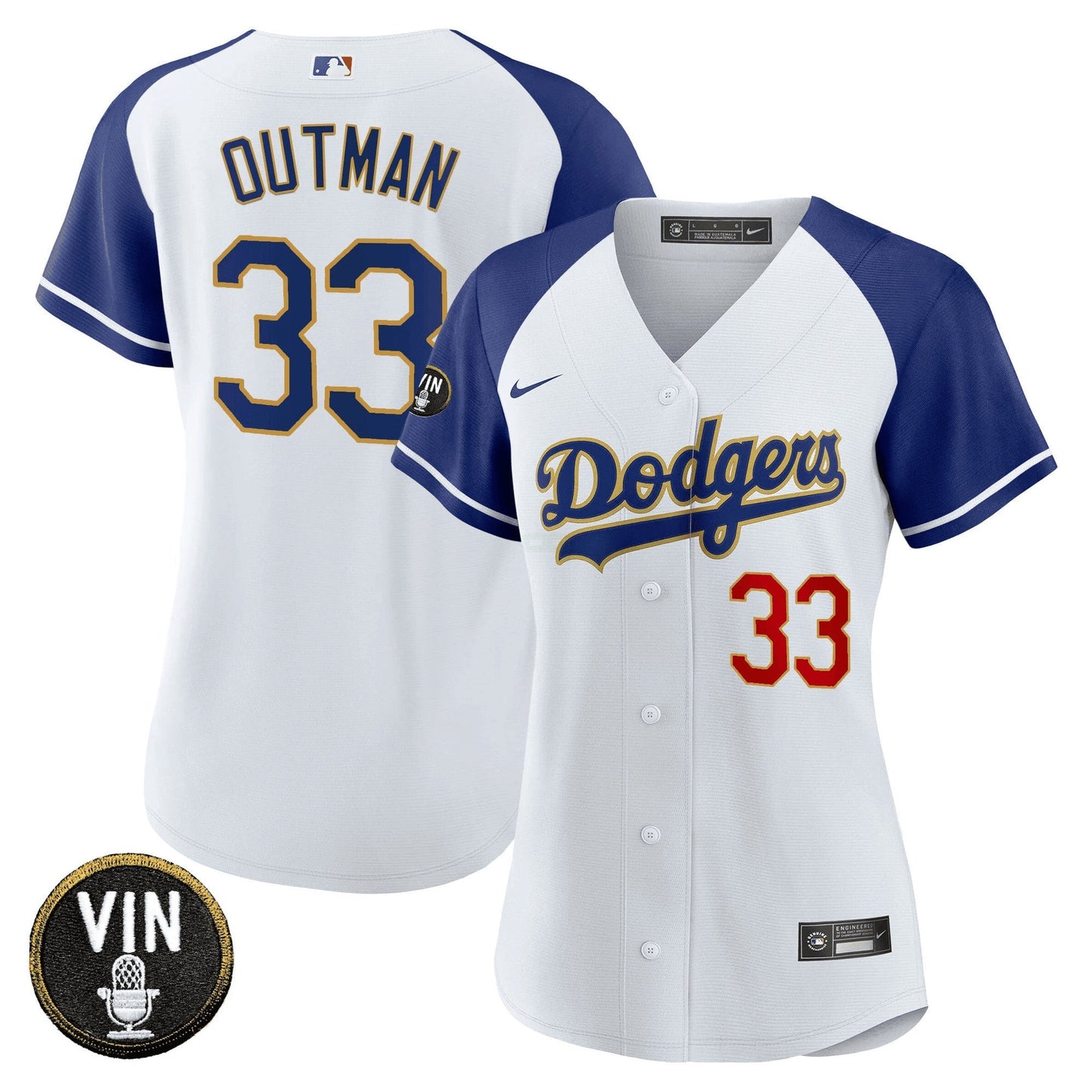 Camisa MLB Women’s Vin Scully Patch Dourada Trim Jersey