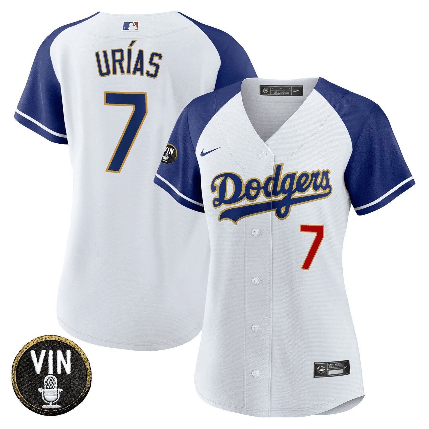 Camisa MLB Women’s Vin Scully Patch Dourada Trim Jersey