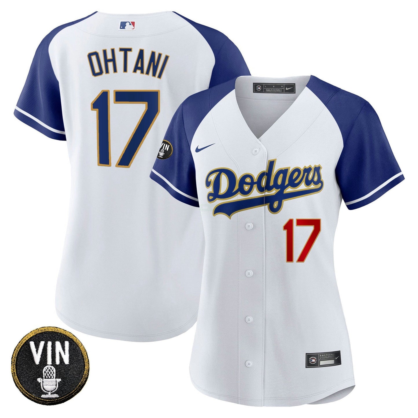 Camisa MLB Women’s Vin Scully Patch Dourada Trim Jersey