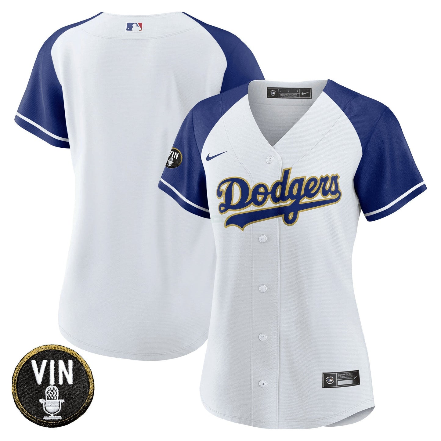 Camisa MLB Women’s Vin Scully Patch Dourada Trim Jersey