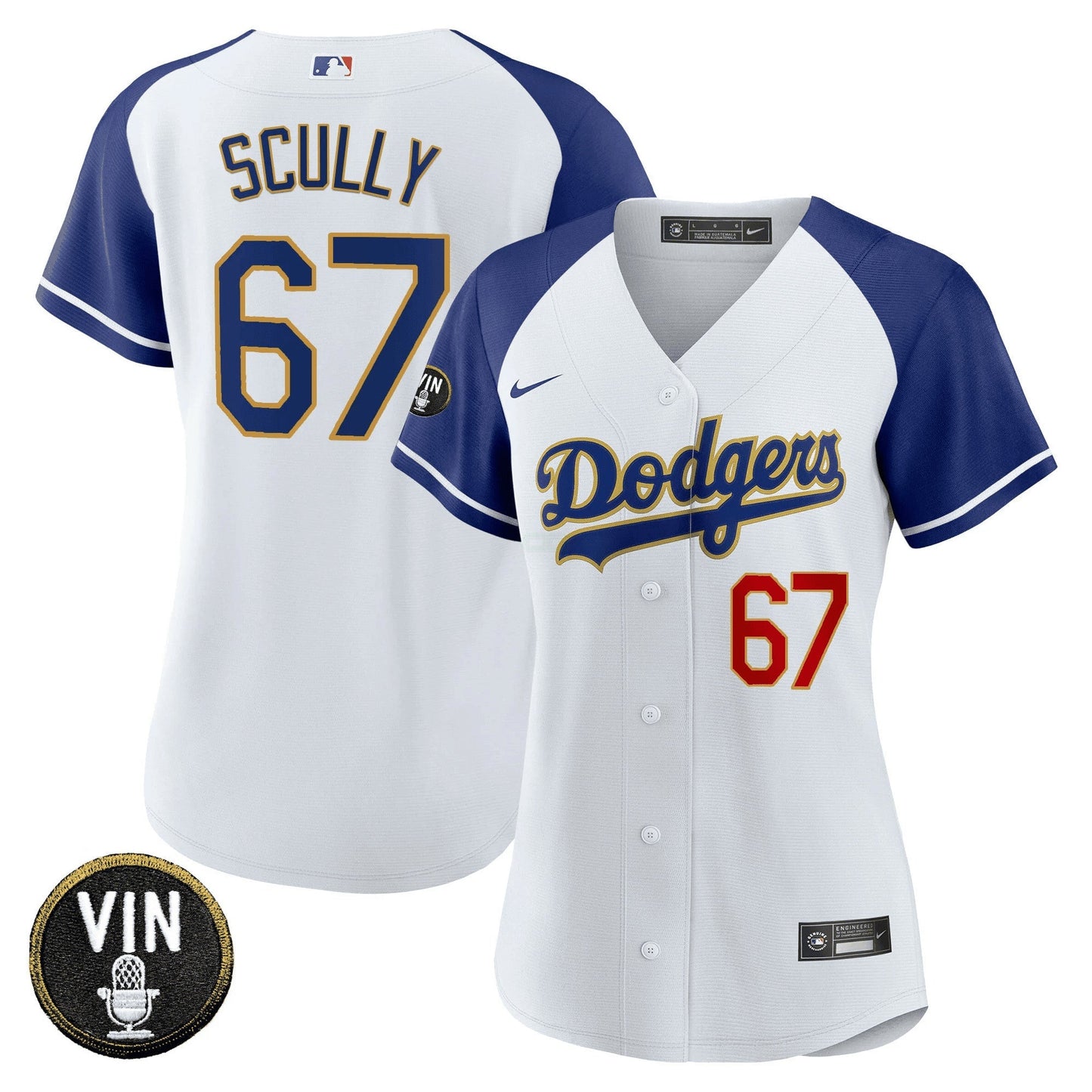 Camisa MLB Women’s Vin Scully Patch Dourada Trim Jersey