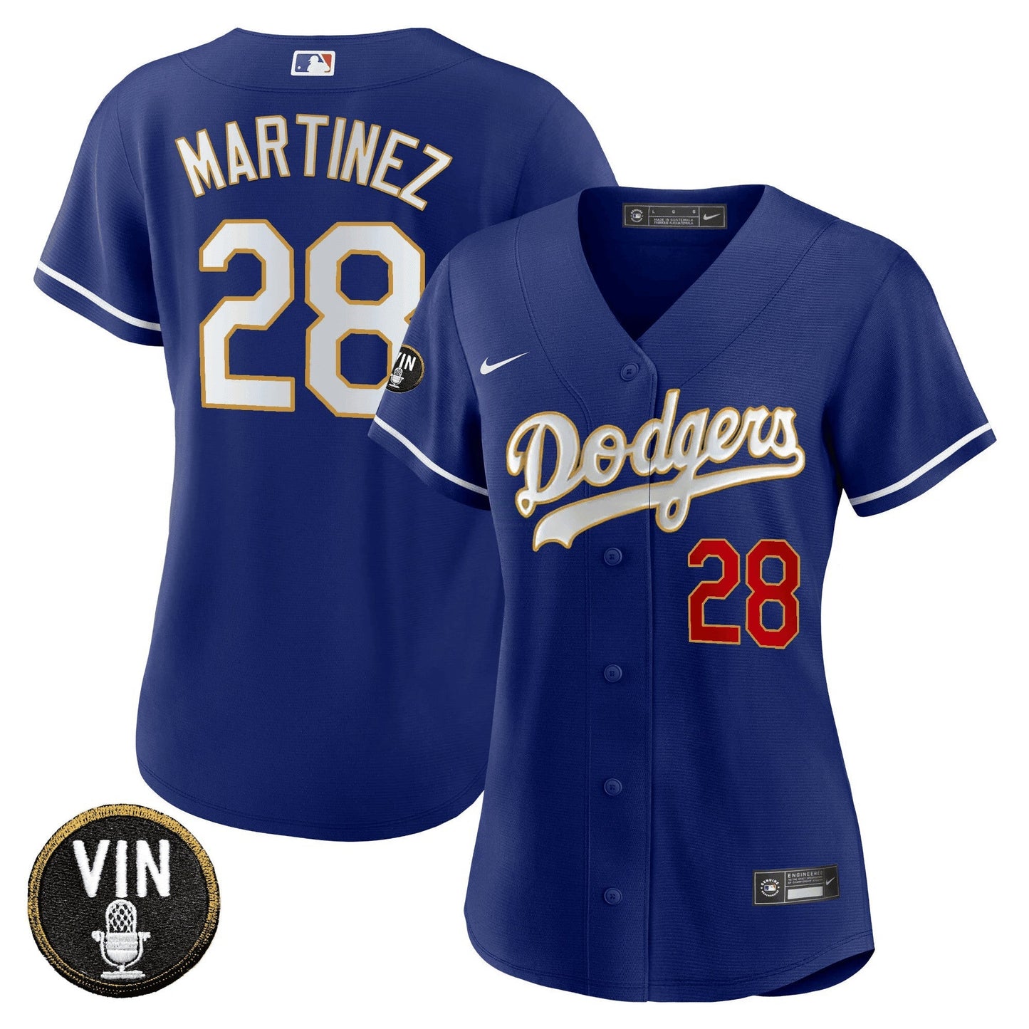 Camisa MLB Women’s Vin Scully Patch Dourada Trim Jersey
