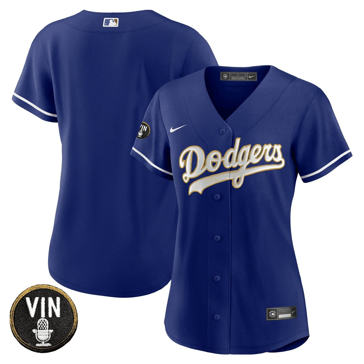 Camisa MLB Women’s Vin Scully Patch Dourada Trim Jersey
