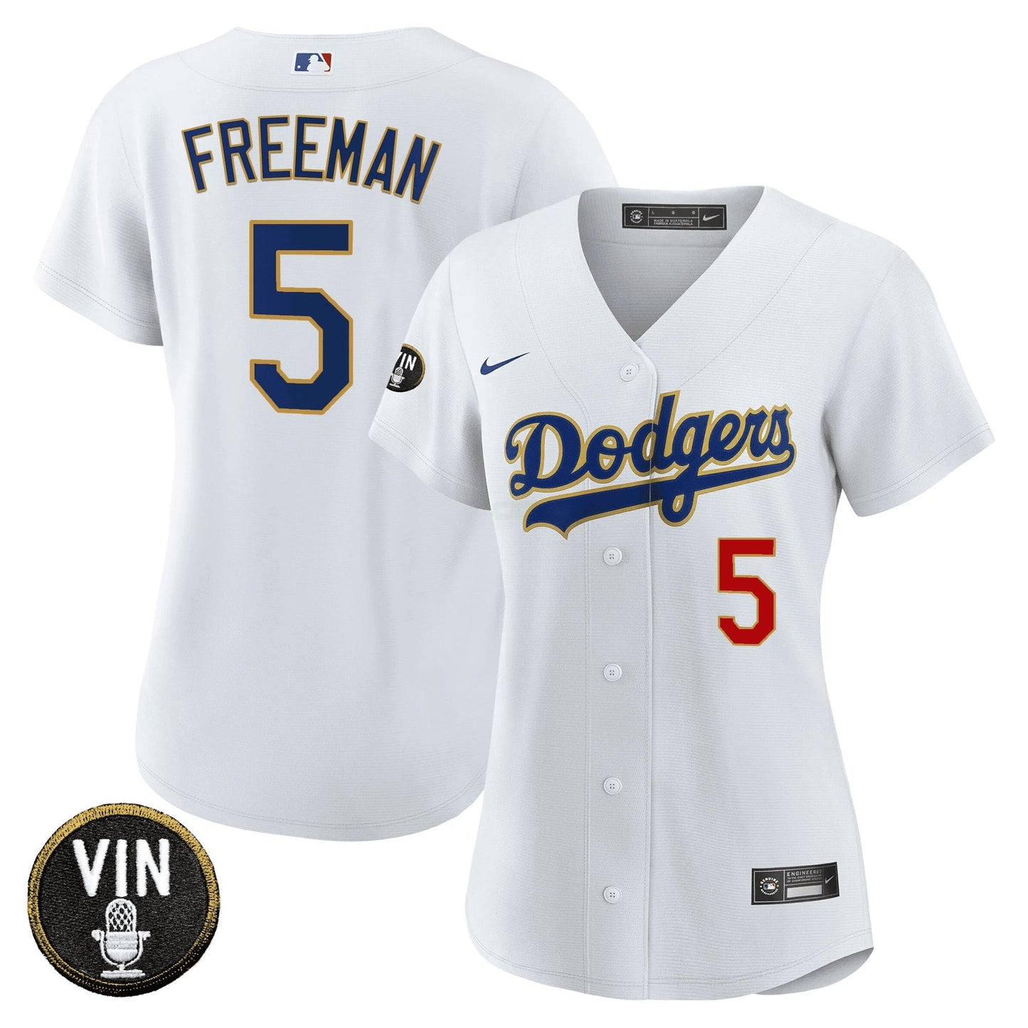 Camisa MLB Women’s Vin Scully Patch Dourada Trim Jersey