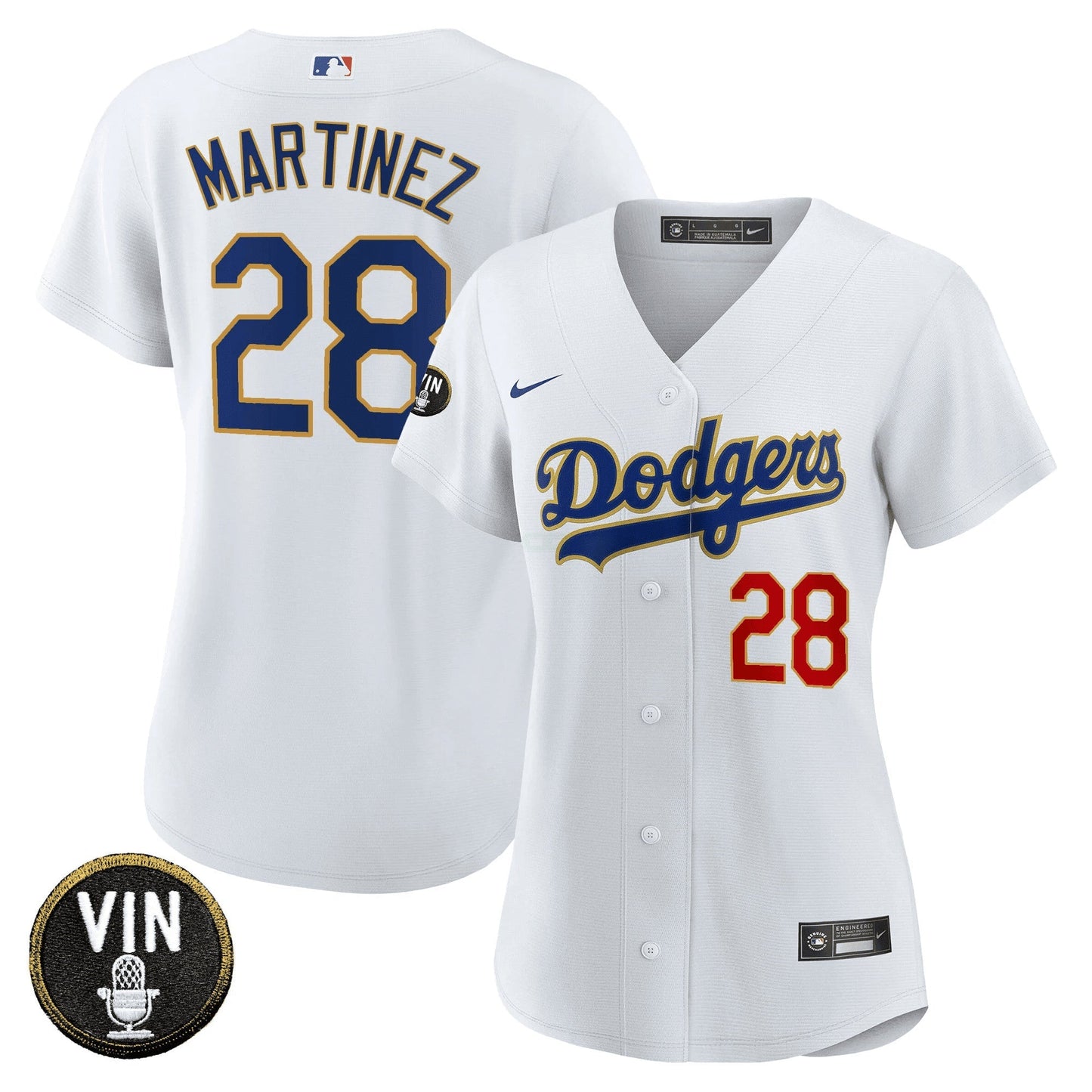 Camisa MLB Women’s Vin Scully Patch Dourada Trim Jersey