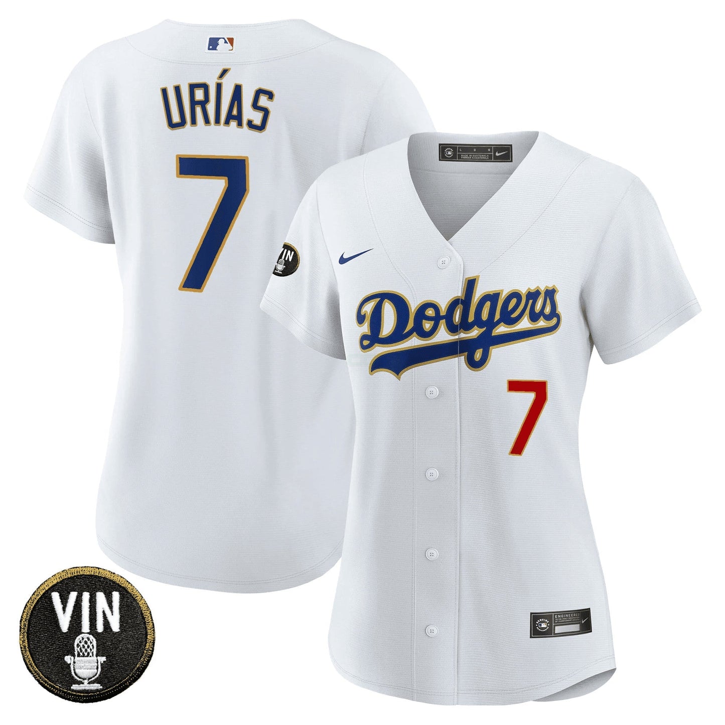 Camisa MLB Women’s Vin Scully Patch Dourada Trim Jersey