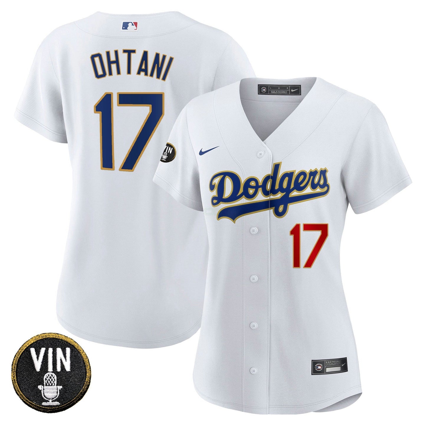Camisa MLB Women’s Vin Scully Patch Dourada Trim Jersey
