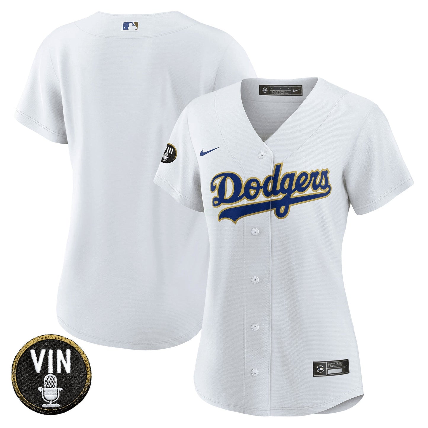 Camisa MLB Women’s Vin Scully Patch Dourada Trim Jersey