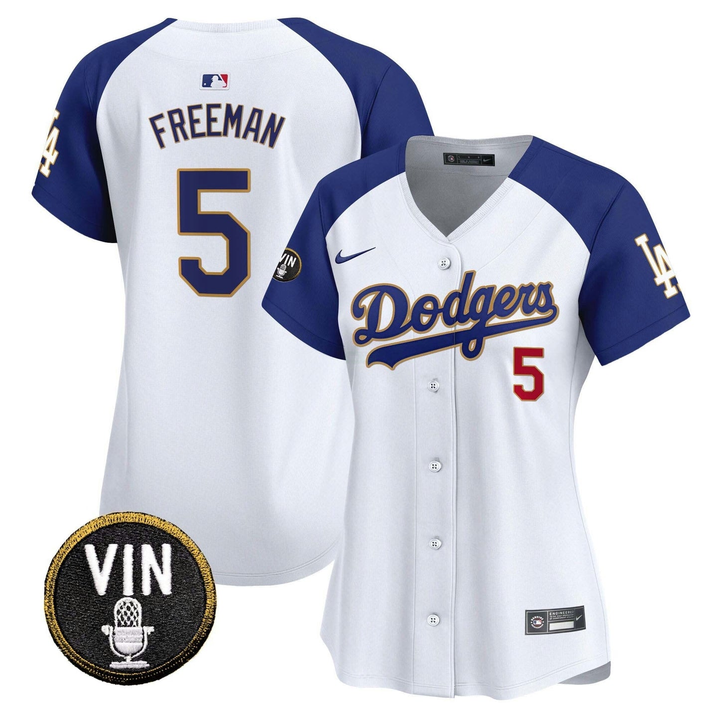 Camisa MLB Women’s Vin Scully Patch Dourada Trim Vapor Premier Limited Jersey